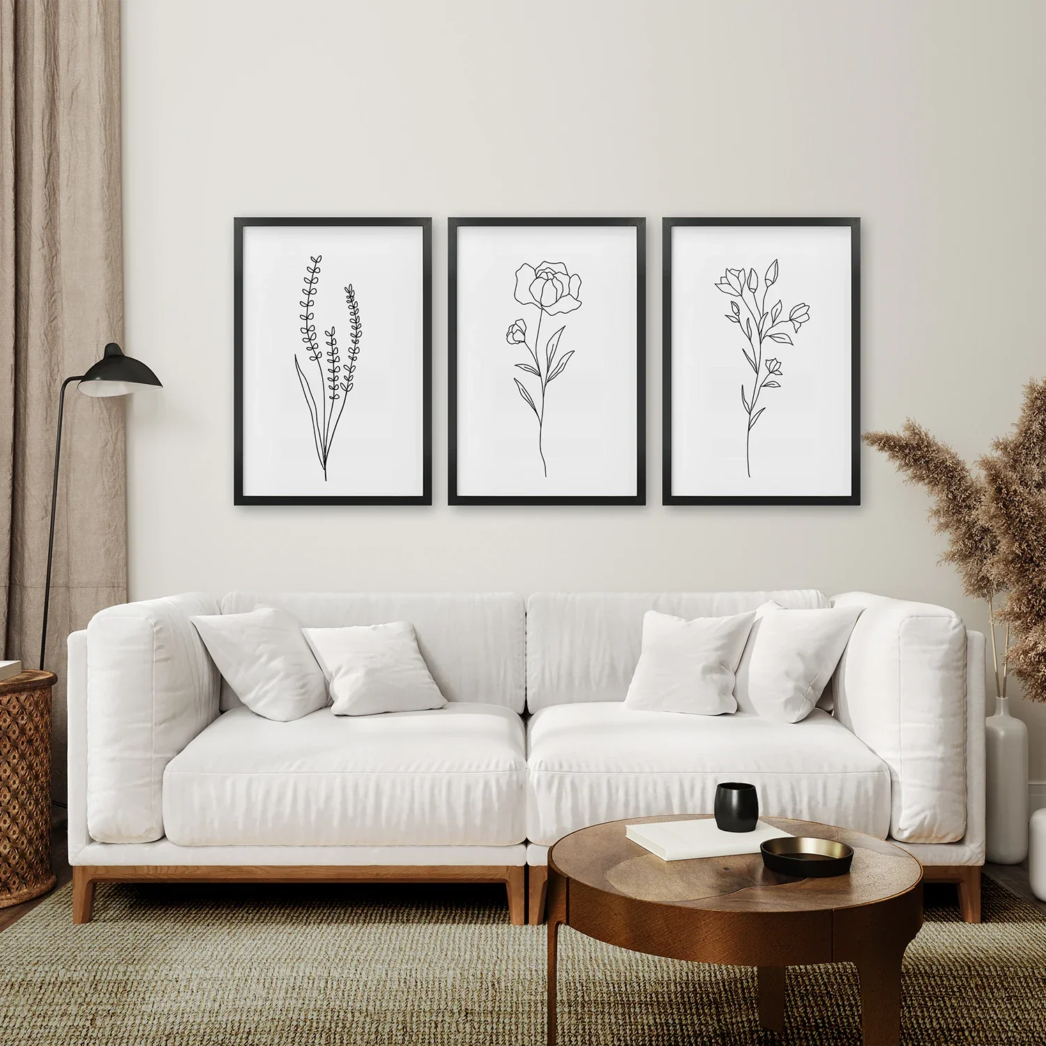 Minimalist Black White Botanical Line Art. Set of 3 Prints - Image 6