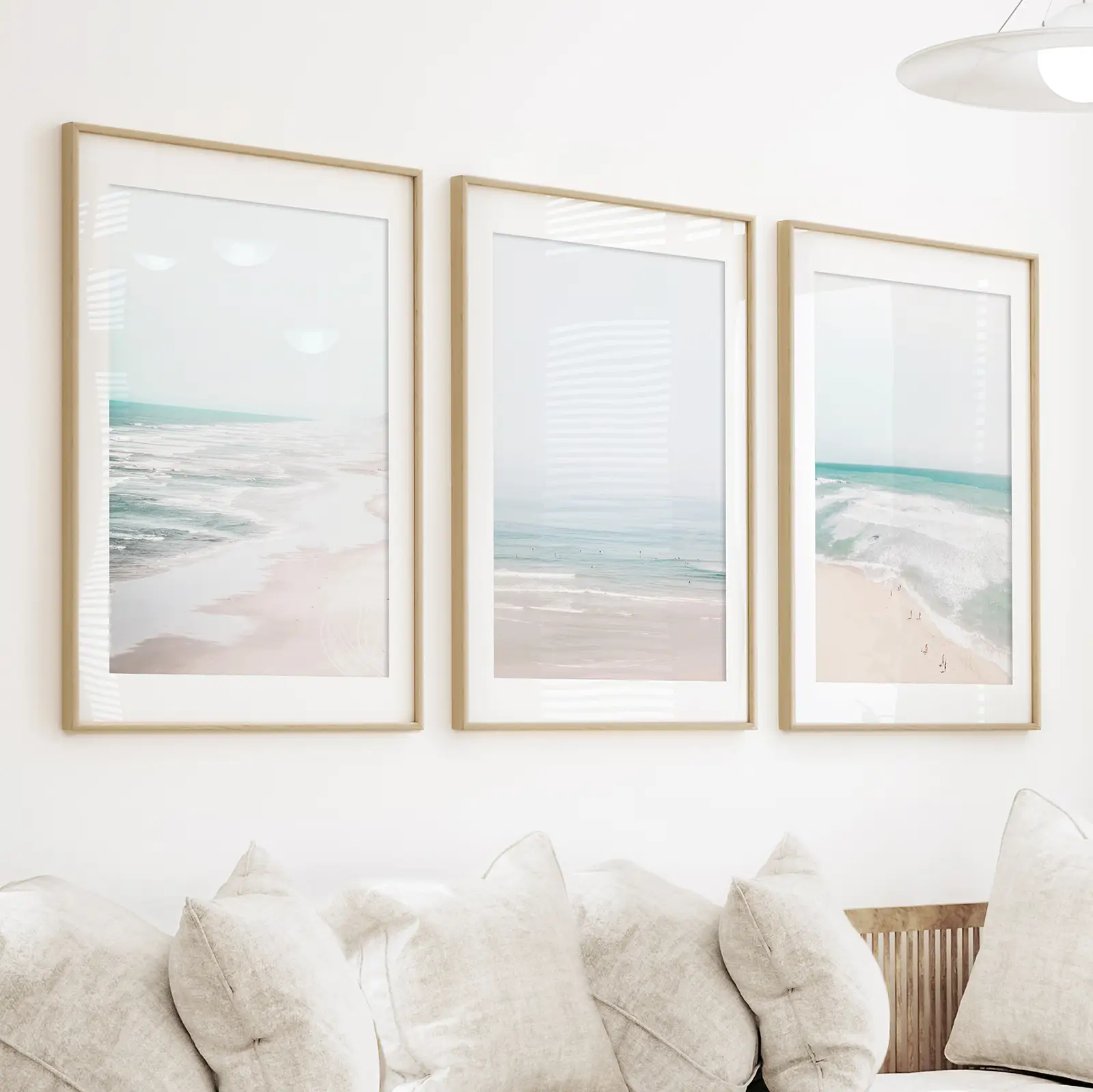 Minimalist Neutral Ocean Beach Wall Art Set of 3 Pieces - Image 2