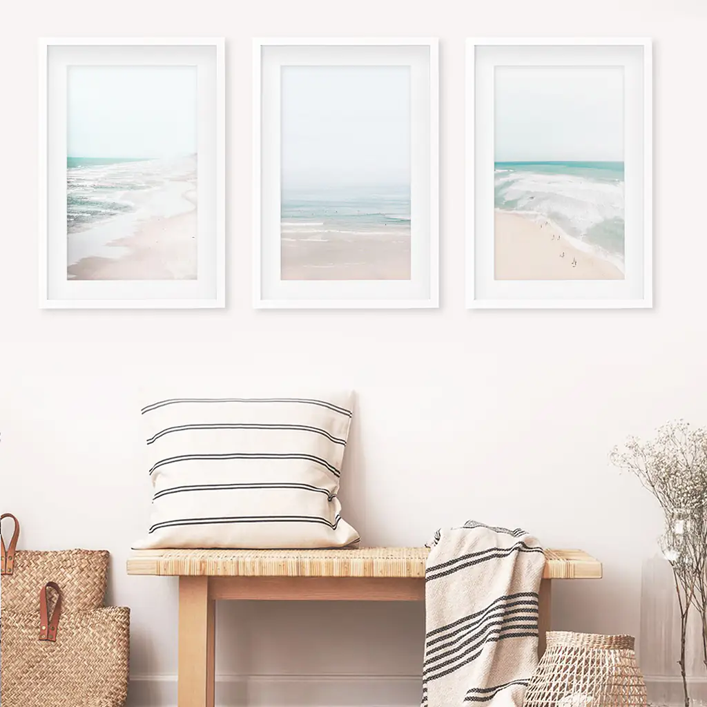 Minimalist Neutral Ocean Beach Wall Art Set of 3 Pieces - Image 3