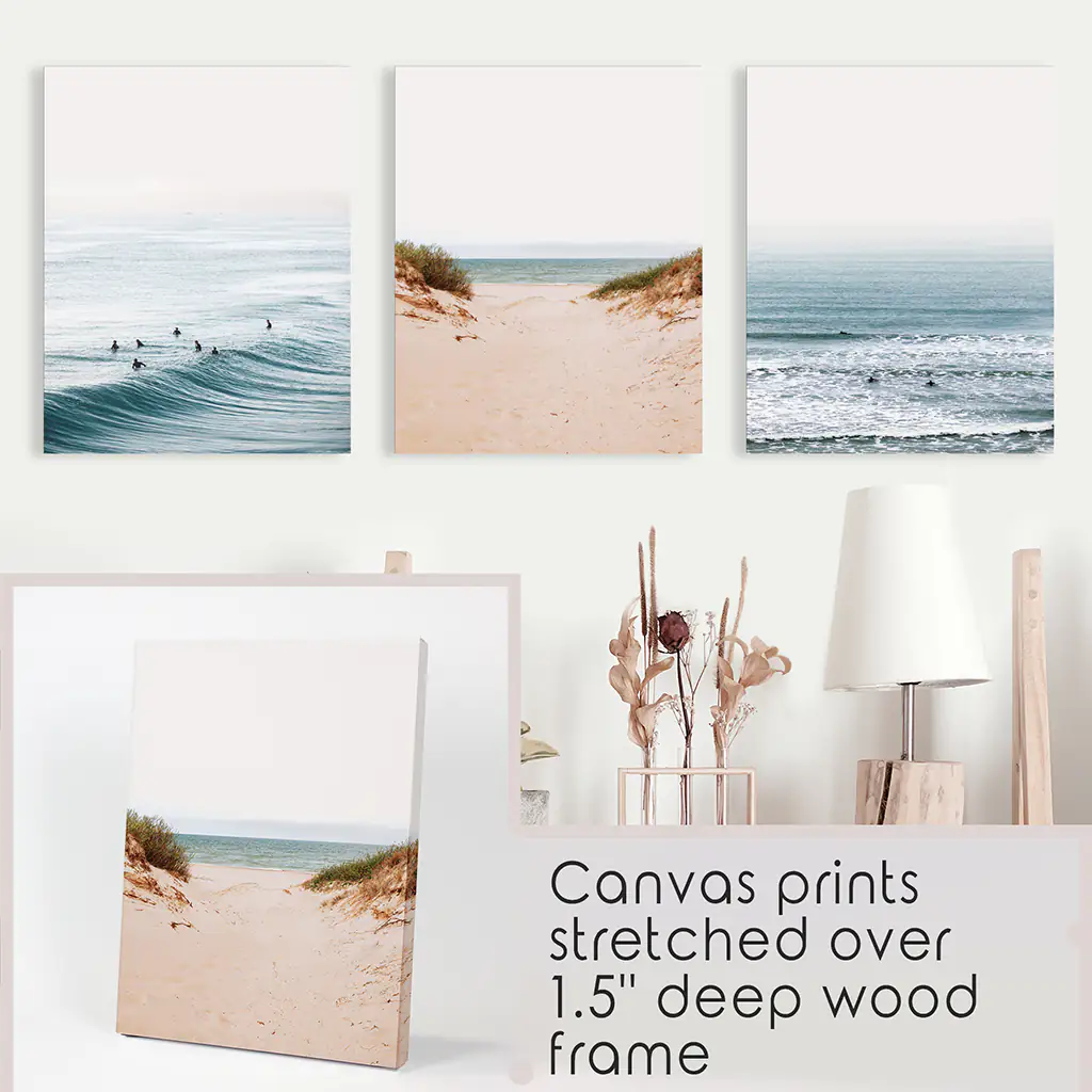 Modern Beach Set of 3 Posters. Sandy Beach, Waves, Surfers - Image 10