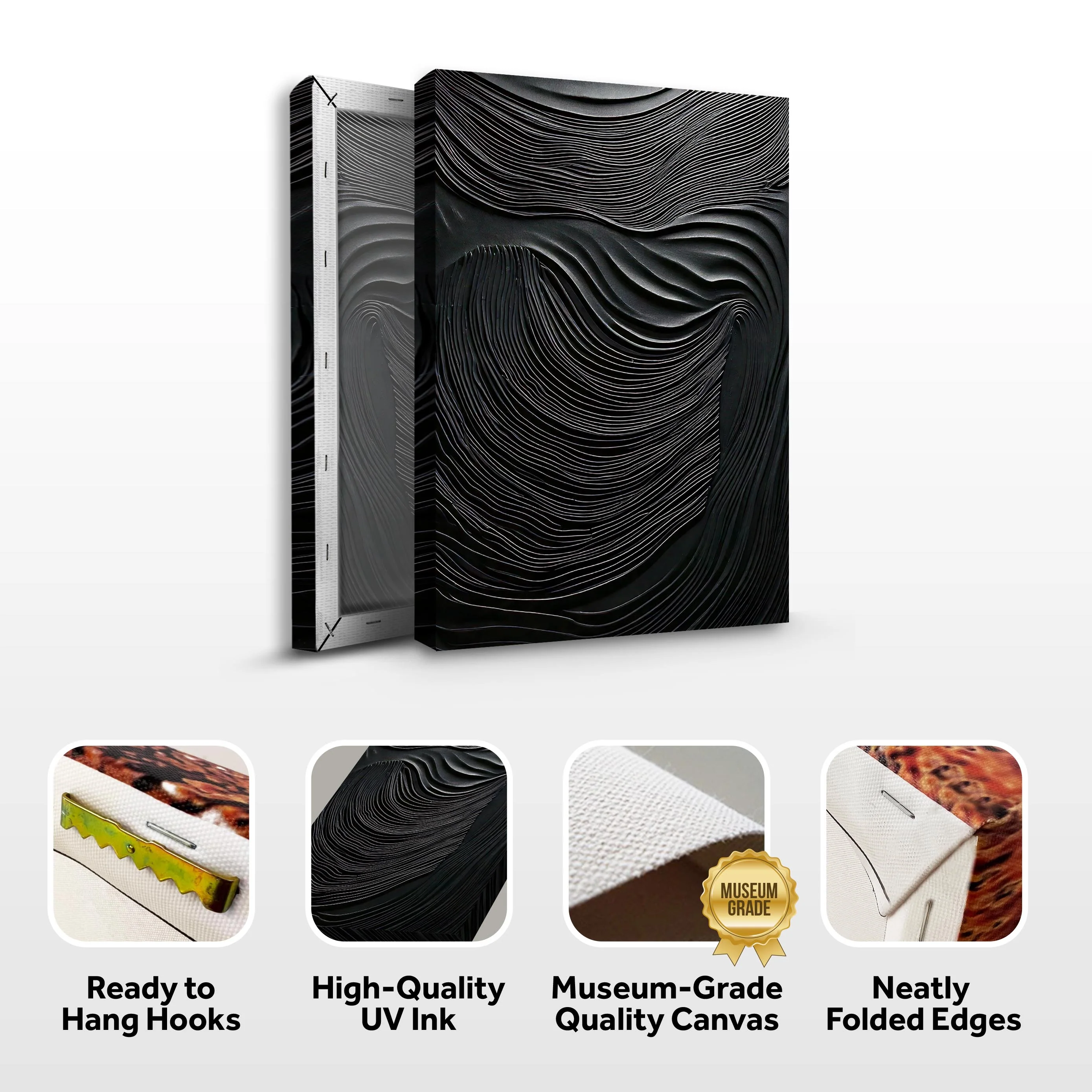 Modern Black Wave Wall Art - Image 2