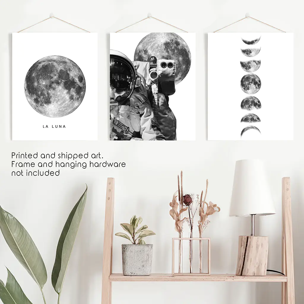 Modern Black White Moon Phases Wall Art Set of 3 - Image 10