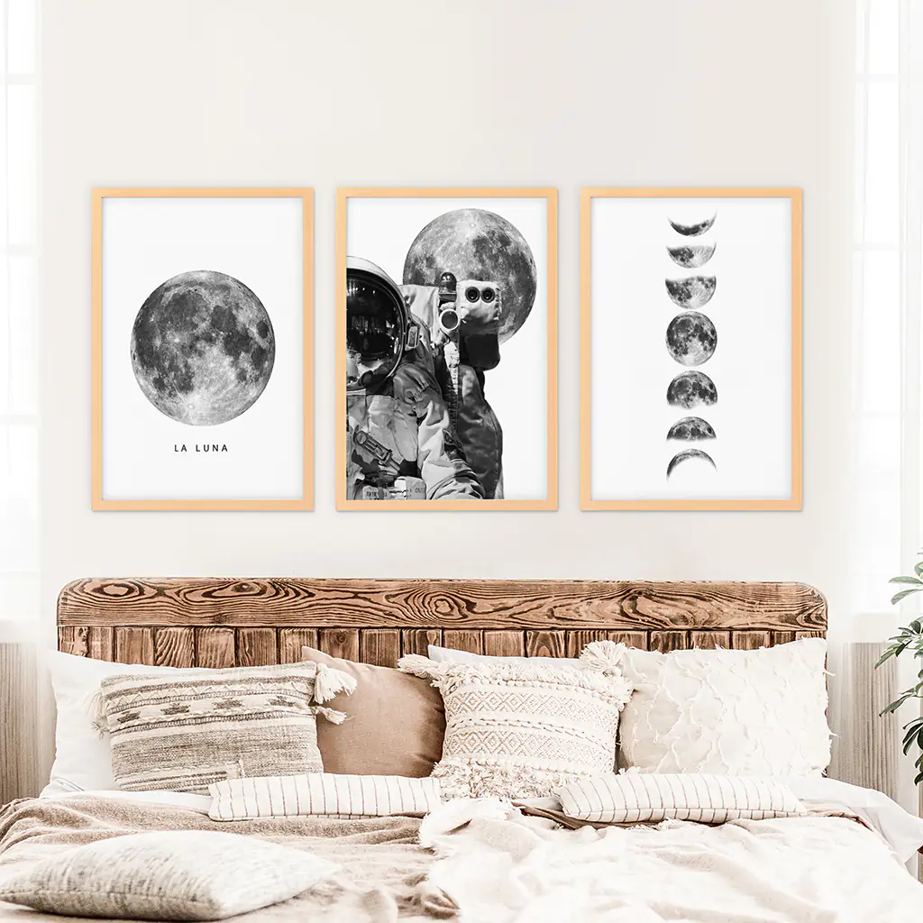Modern Black White Moon Phases Wall Art Set of 3 - Image 8