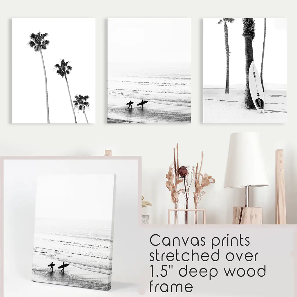 Modern Black White Ocean Surfing Wall Art Set - Image 9