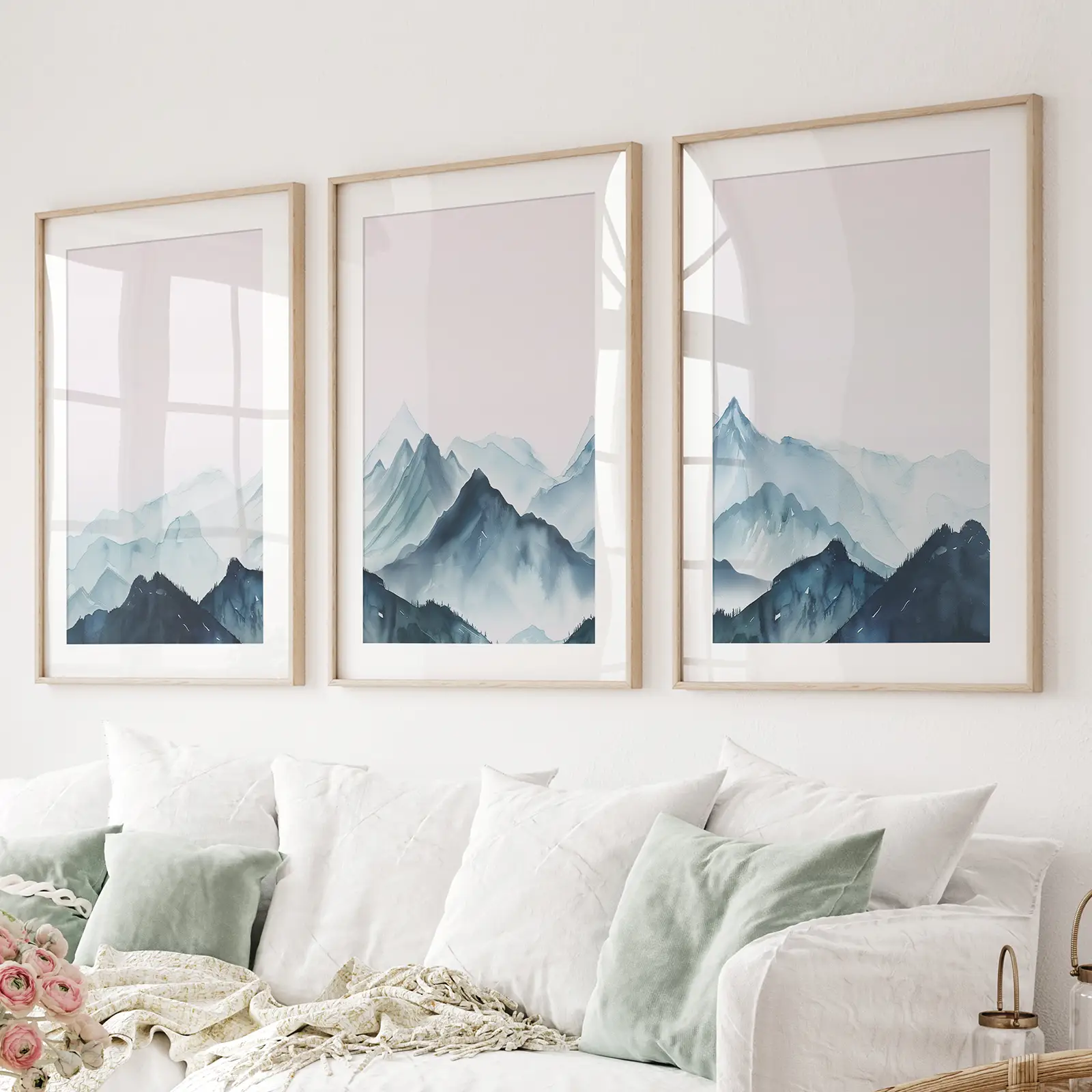 Modern Blue Watercolor Mountain Landscape Prints - Image 2