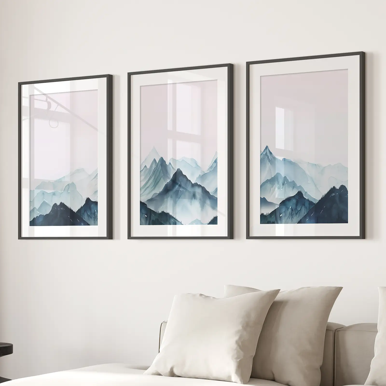Modern Blue Watercolor Mountain Landscape Prints - Image 3