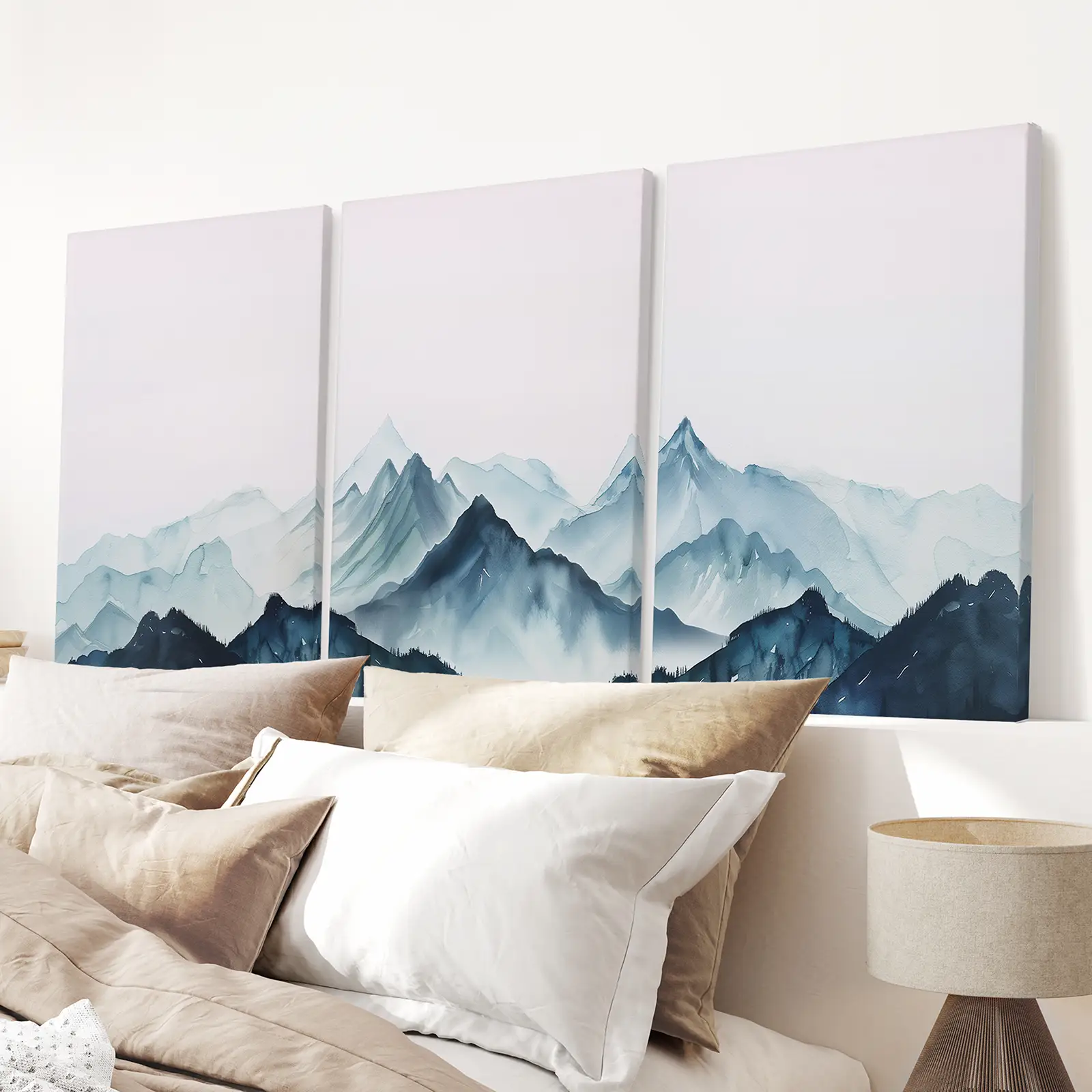 Modern Blue Watercolor Mountain Landscape Prints - Image 4