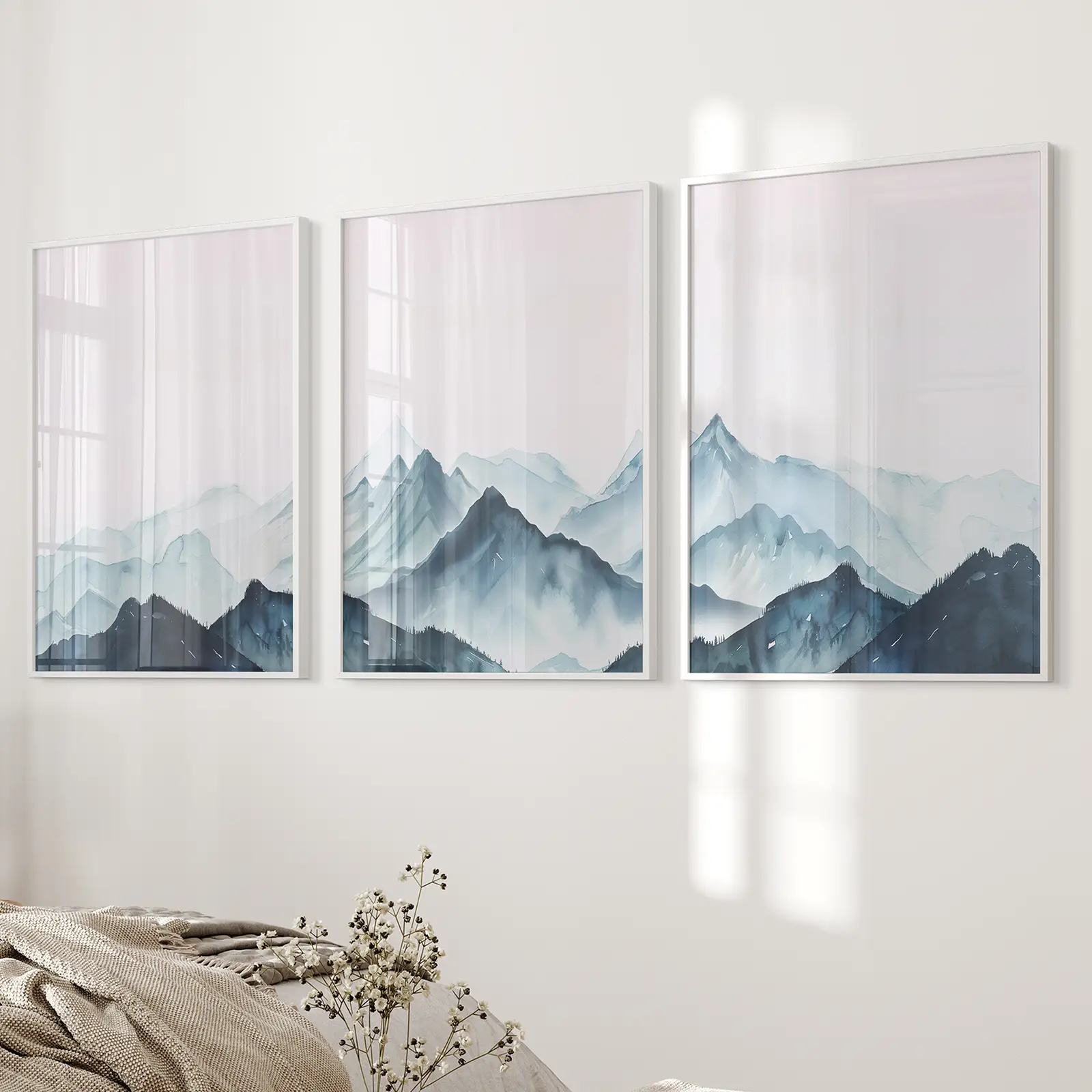 Modern Blue Watercolor Mountain Landscape Prints - Image 5