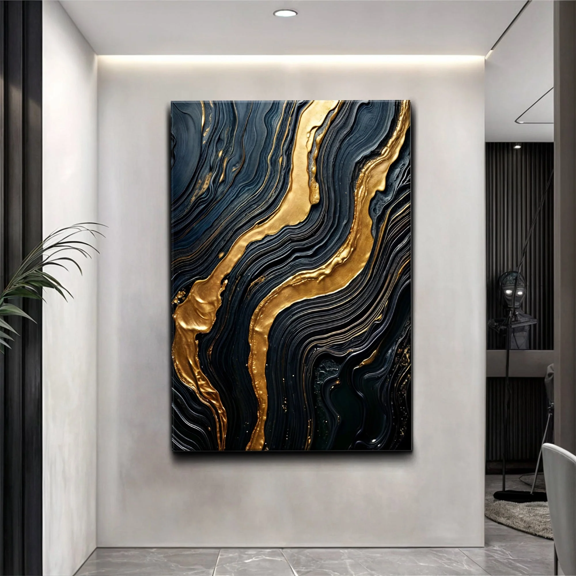 Modern Golden Lave Flow Wall Art - Image 2