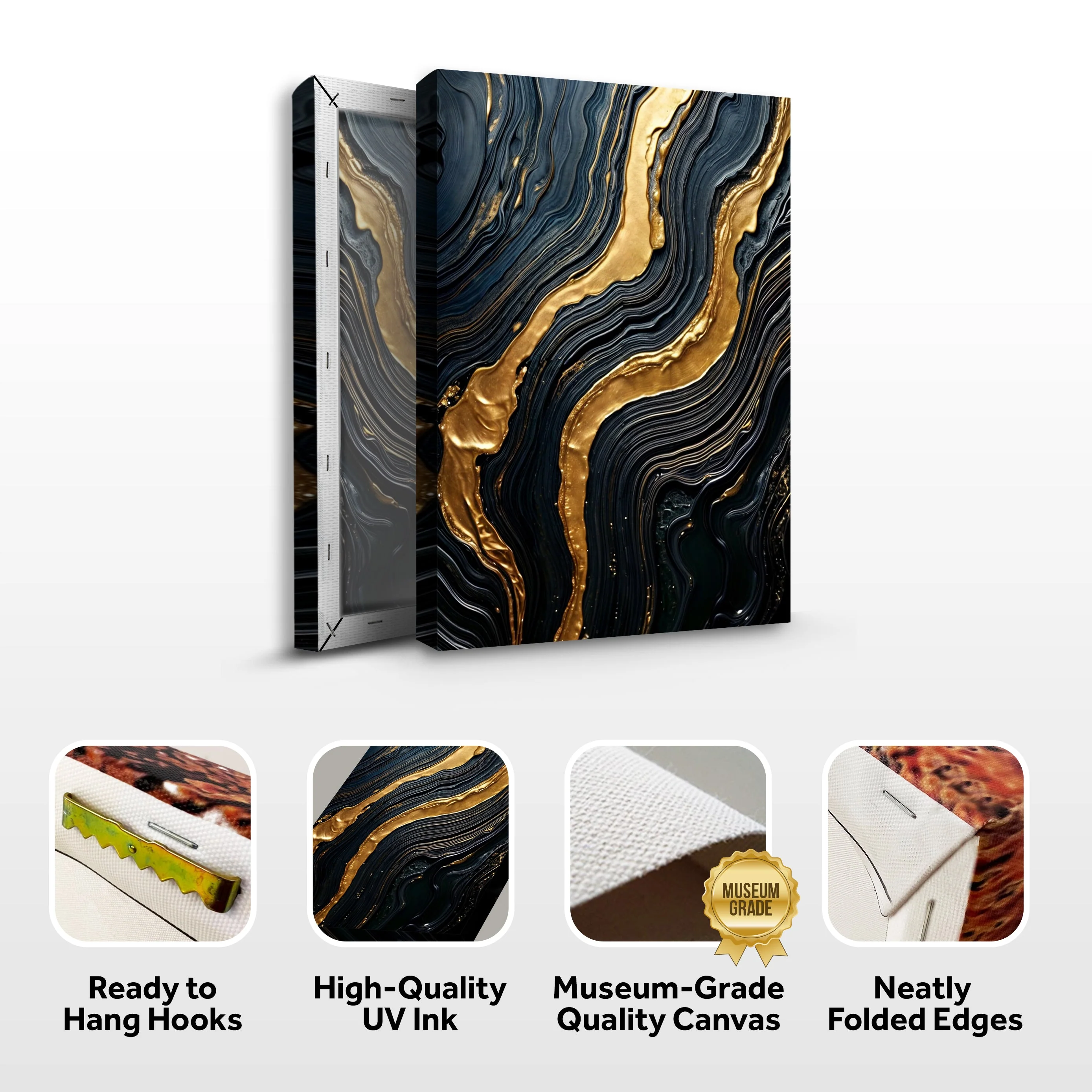 Modern Golden Lave Flow Wall Art - Image 4