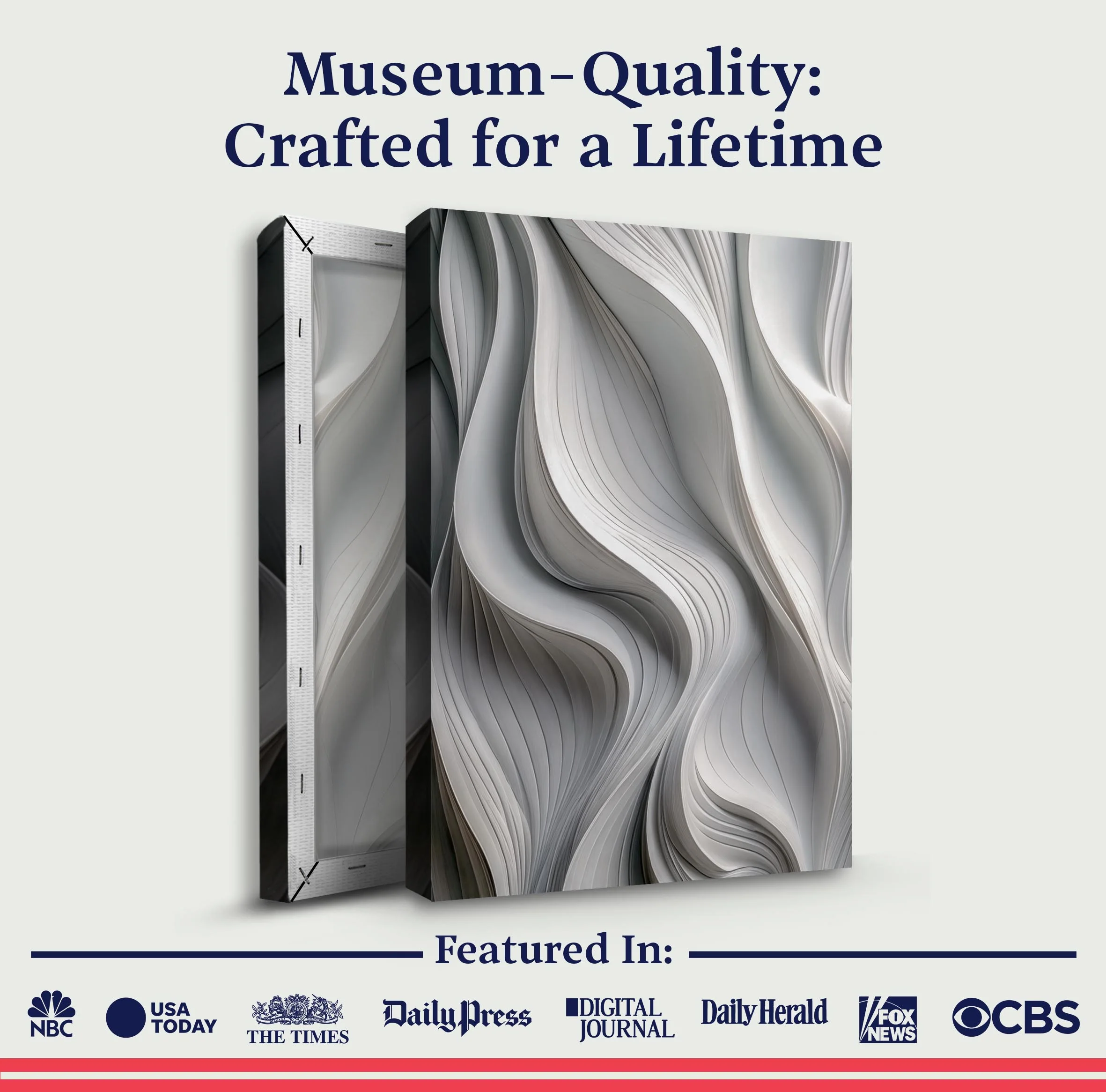 Modern Monochrome Waves Abstract Wall Art - Image 6