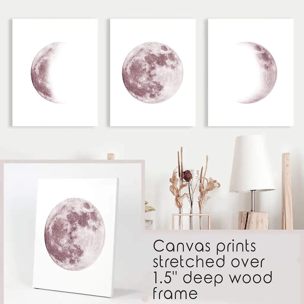 Moon Phases. Pink Wall Art Set for Girl's Nursery - Image 9