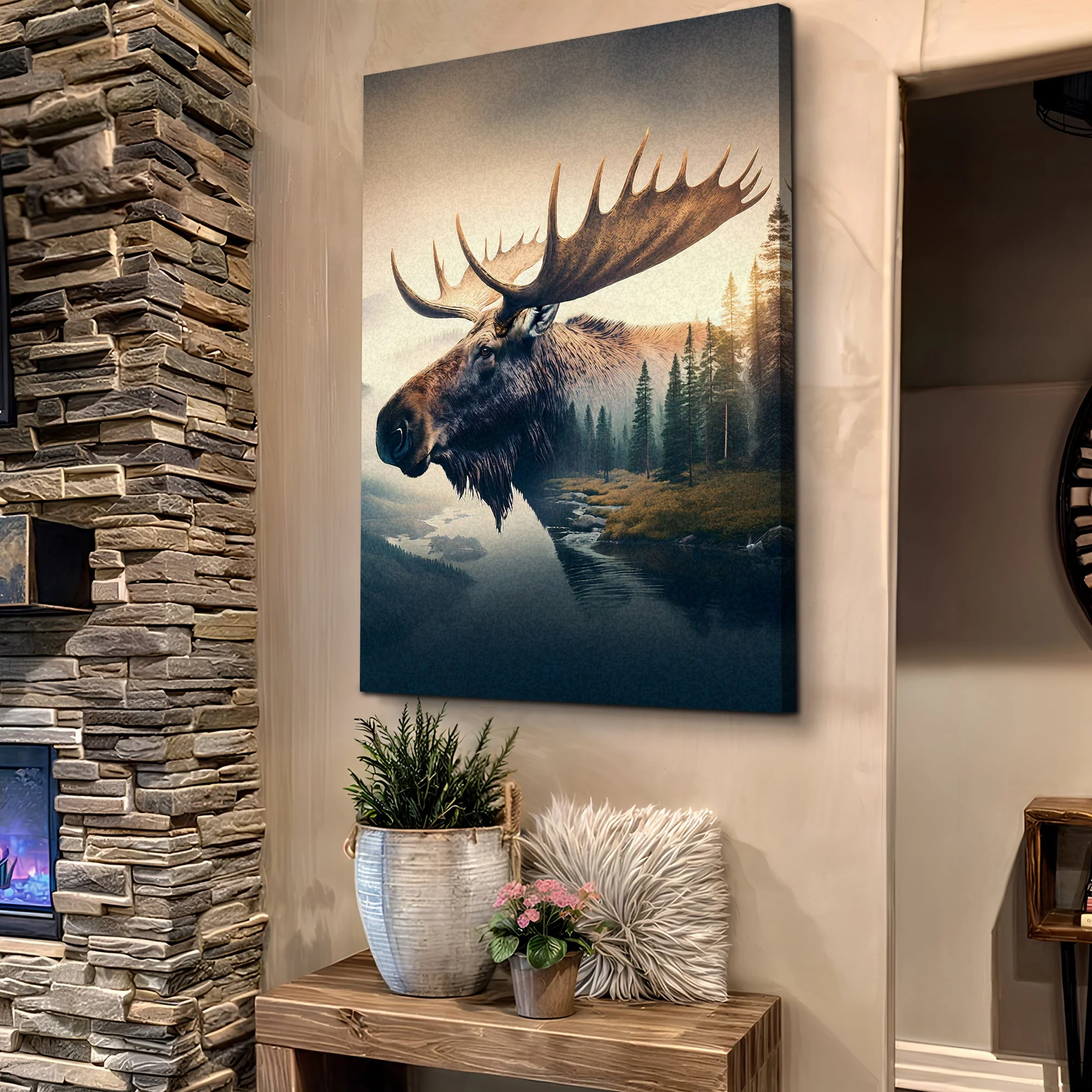 Moose Double Exposure Wall Art - Image 4