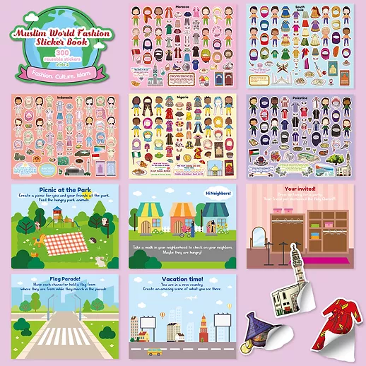 Muslim World Fashion Style 2 Sticker Book. 300 Reusable Stickers. - Image 2