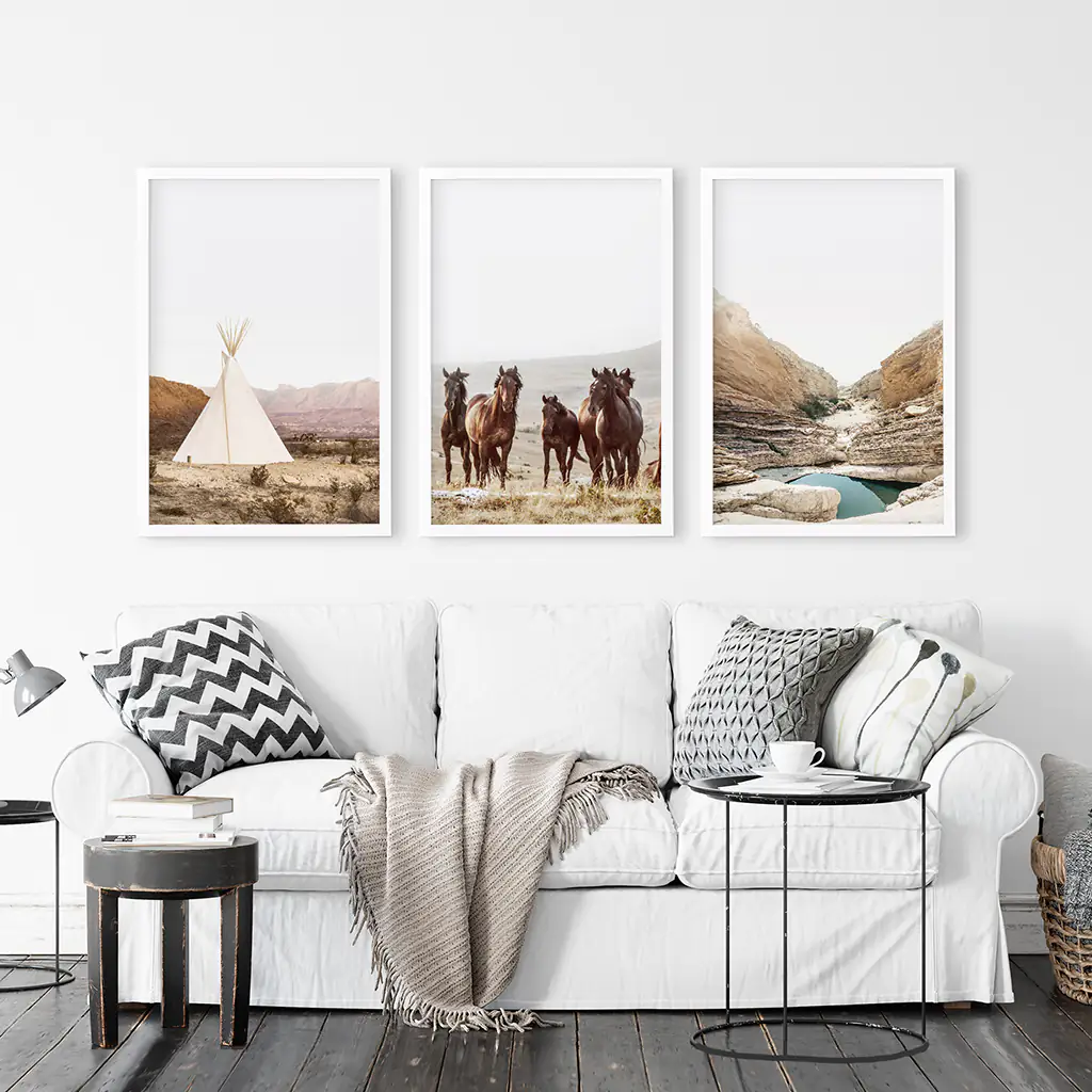 Native American Desert Landscape. Wall Art Set of 3 Prints - Image 2