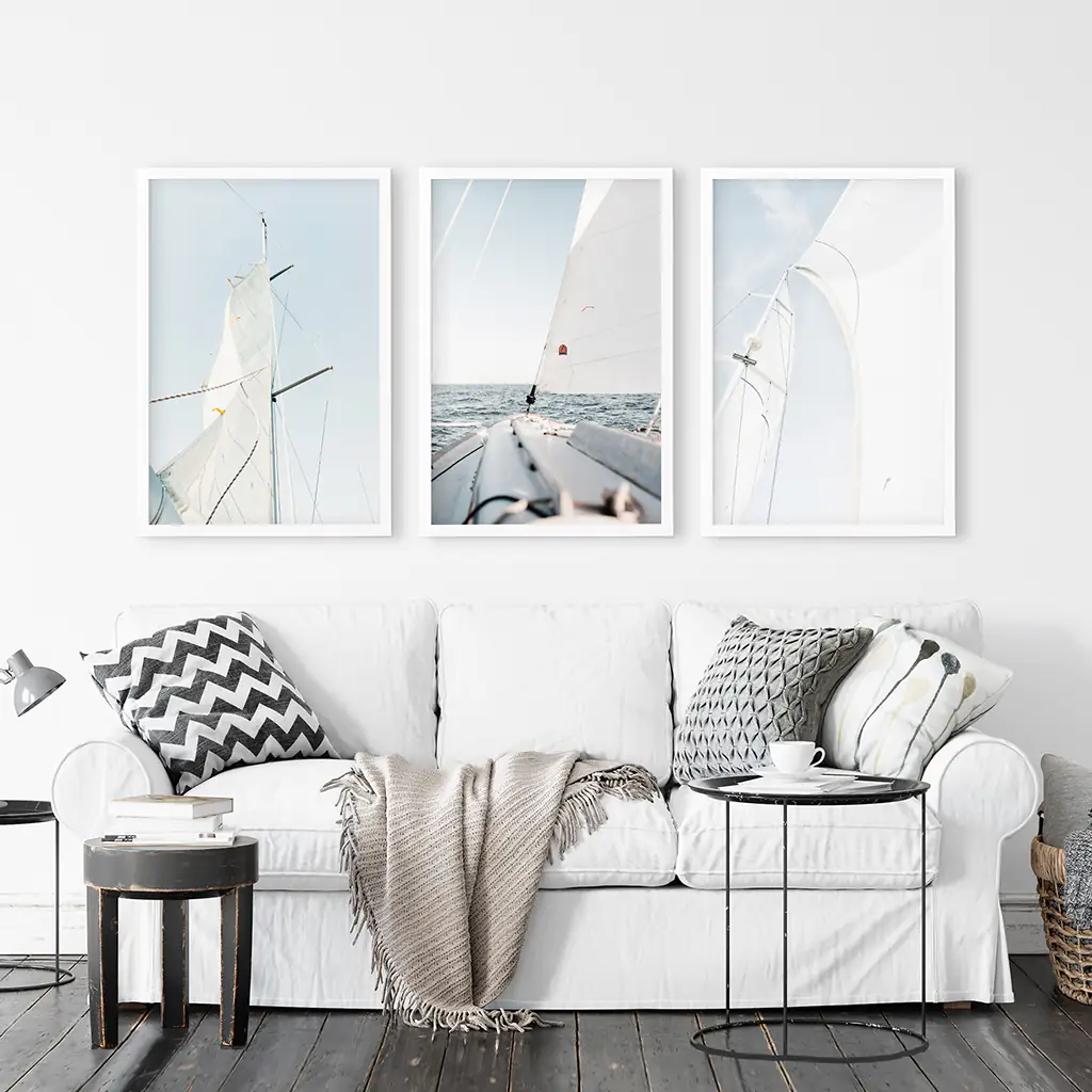 Nautical 3 Piece Wall Art. Sailing at Sea on a Yacht - Image 3