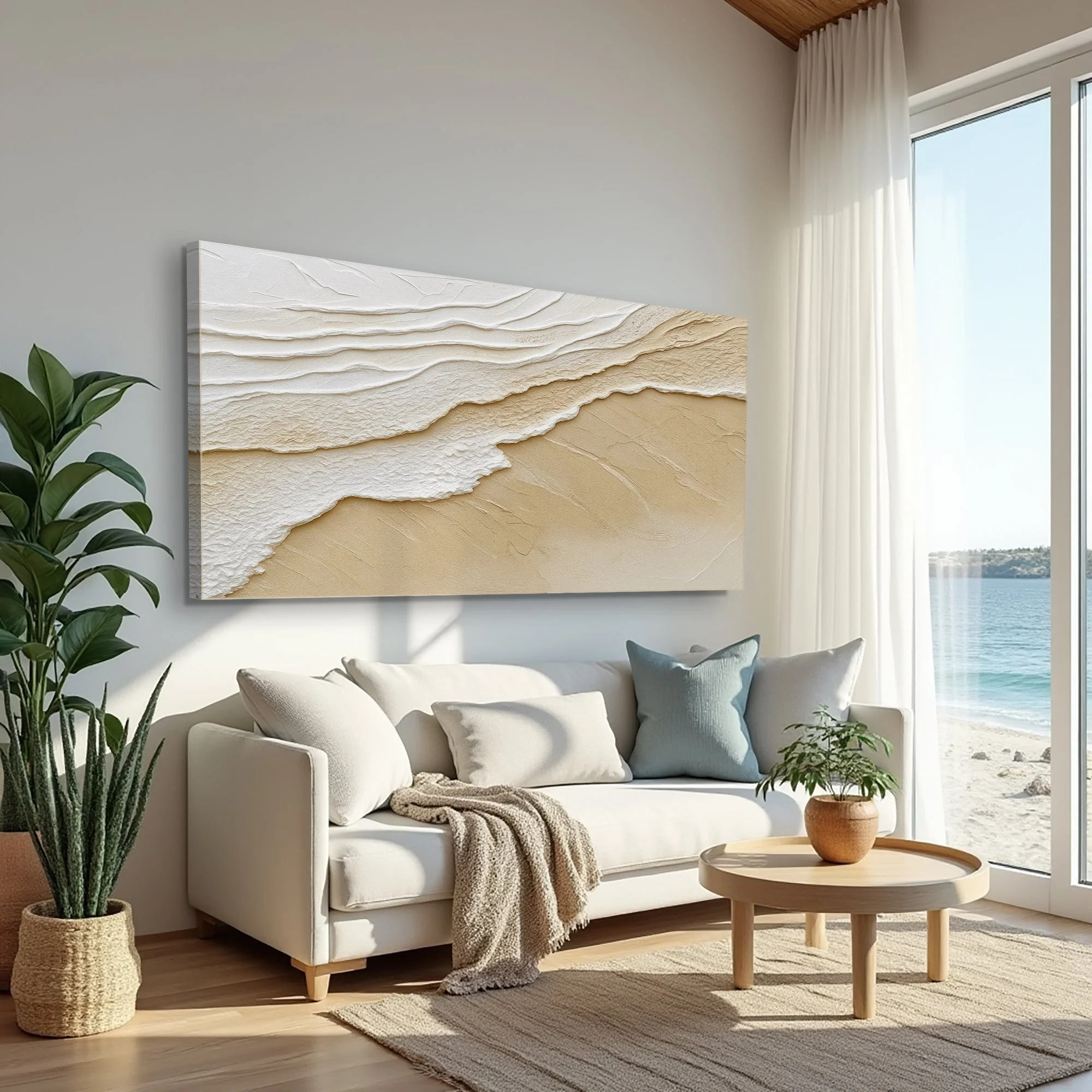 Neutral Ocean Waves Wall Art - Image 2