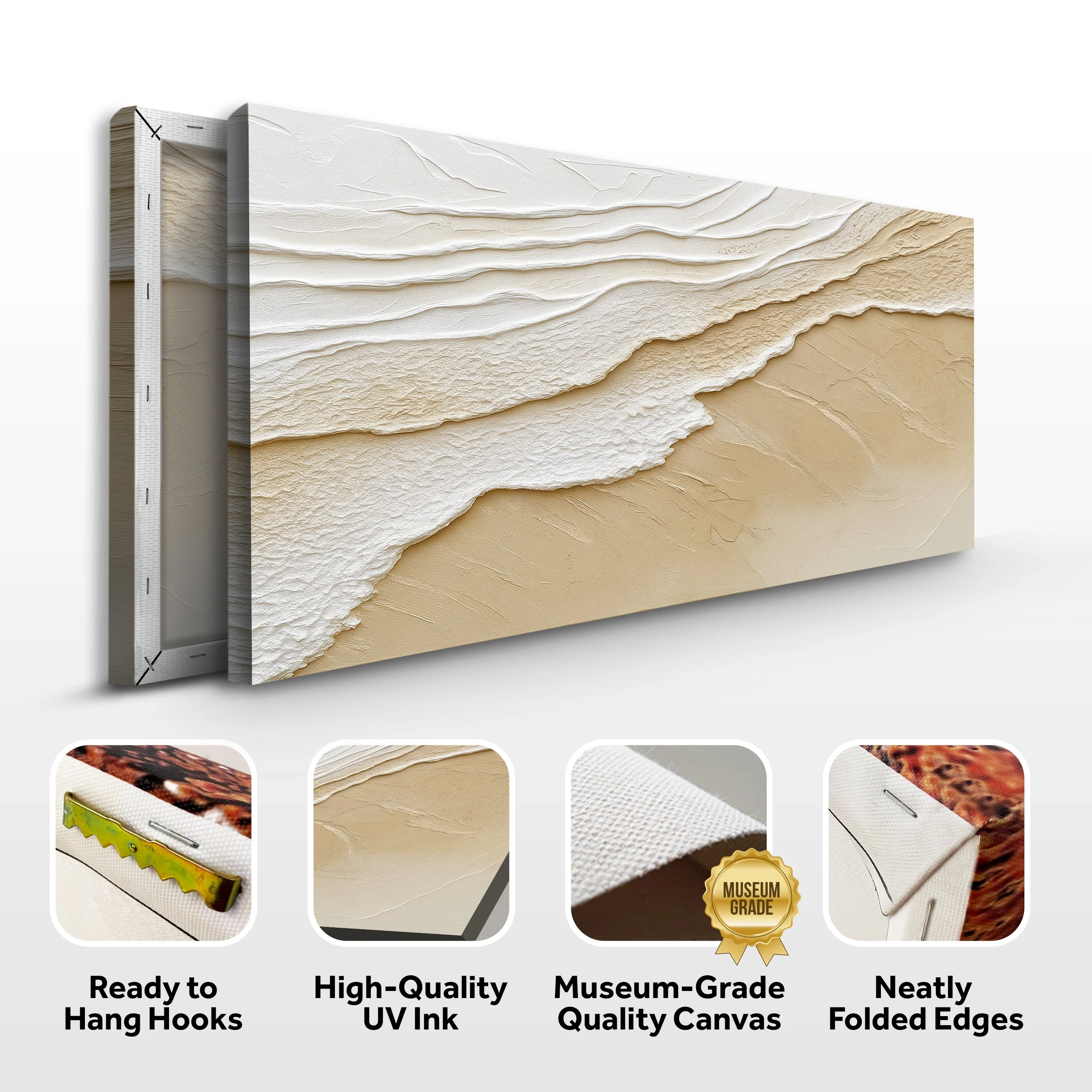 Neutral Ocean Waves Wall Art - Image 8