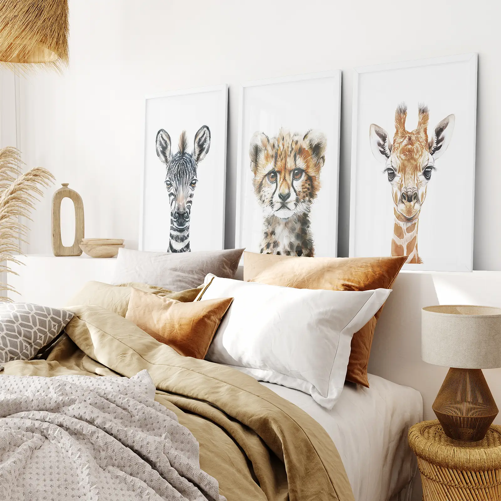 Neutral Safari Wall Art Poster Set Nursery Decor - Image 4