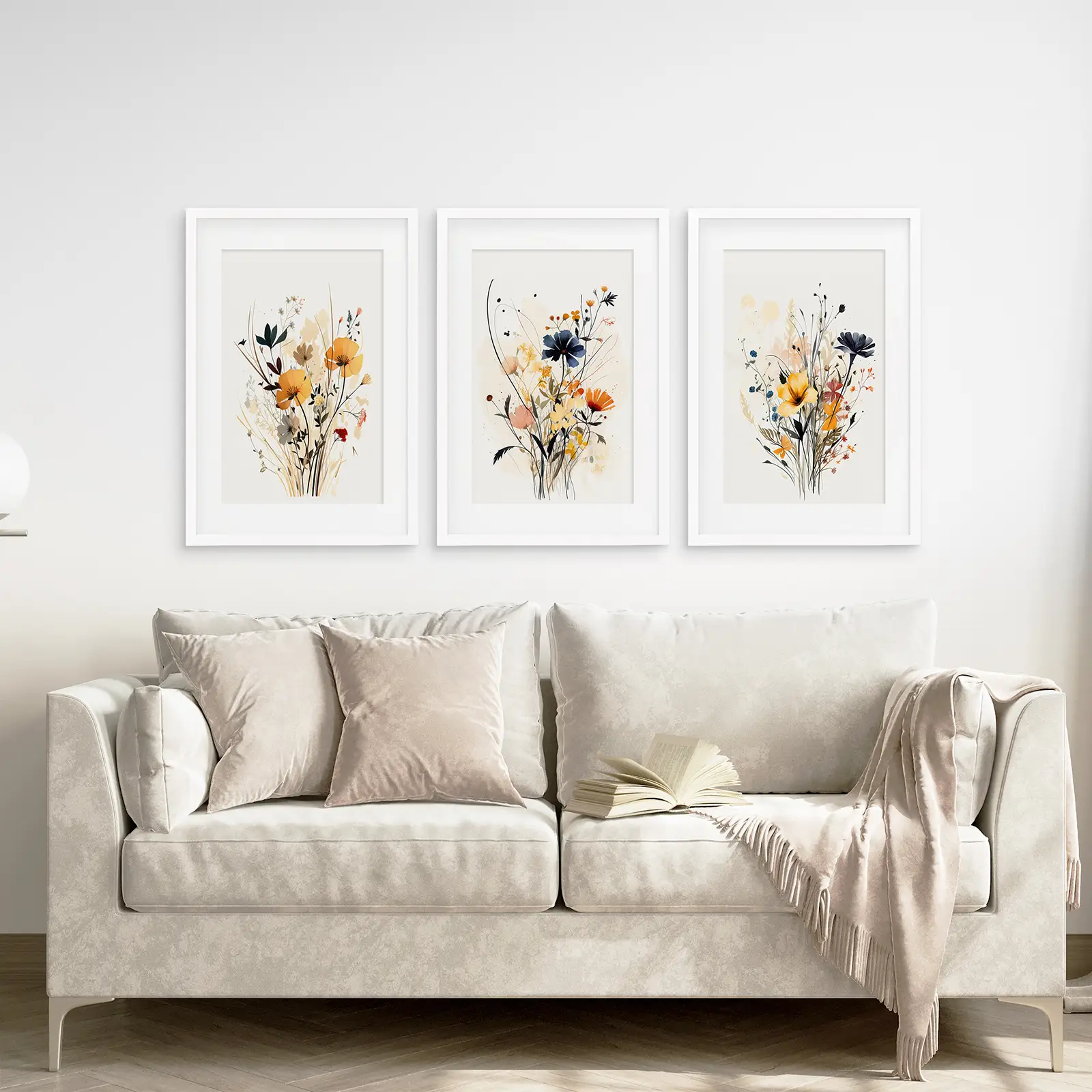 Neutral Watercolor Wildflower Art Prints Set - Image 2