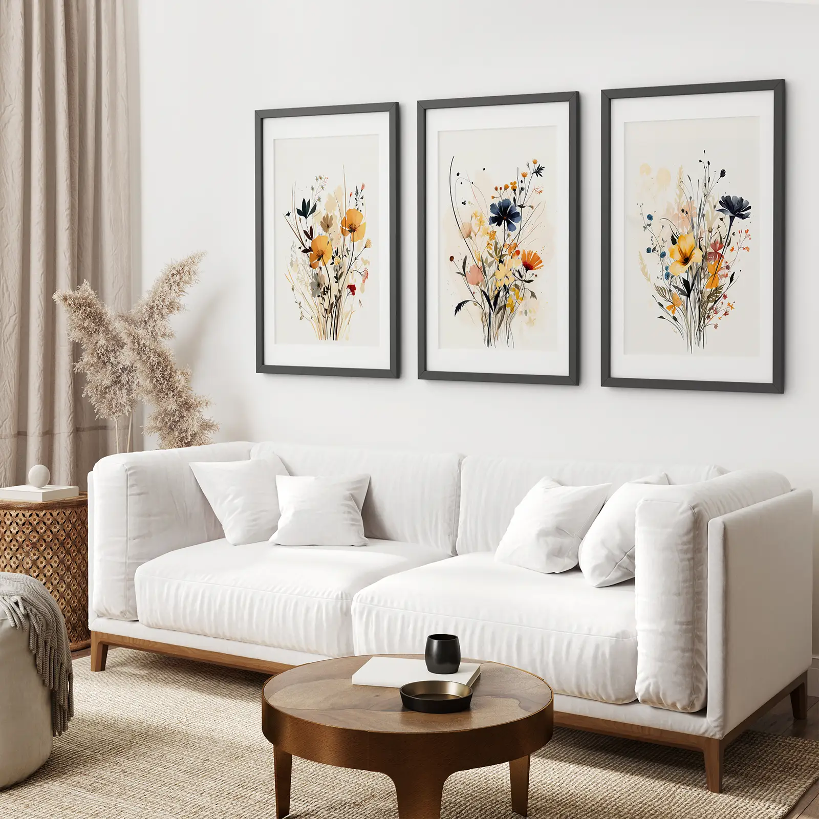 Neutral Watercolor Wildflower Art Prints Set - Image 3