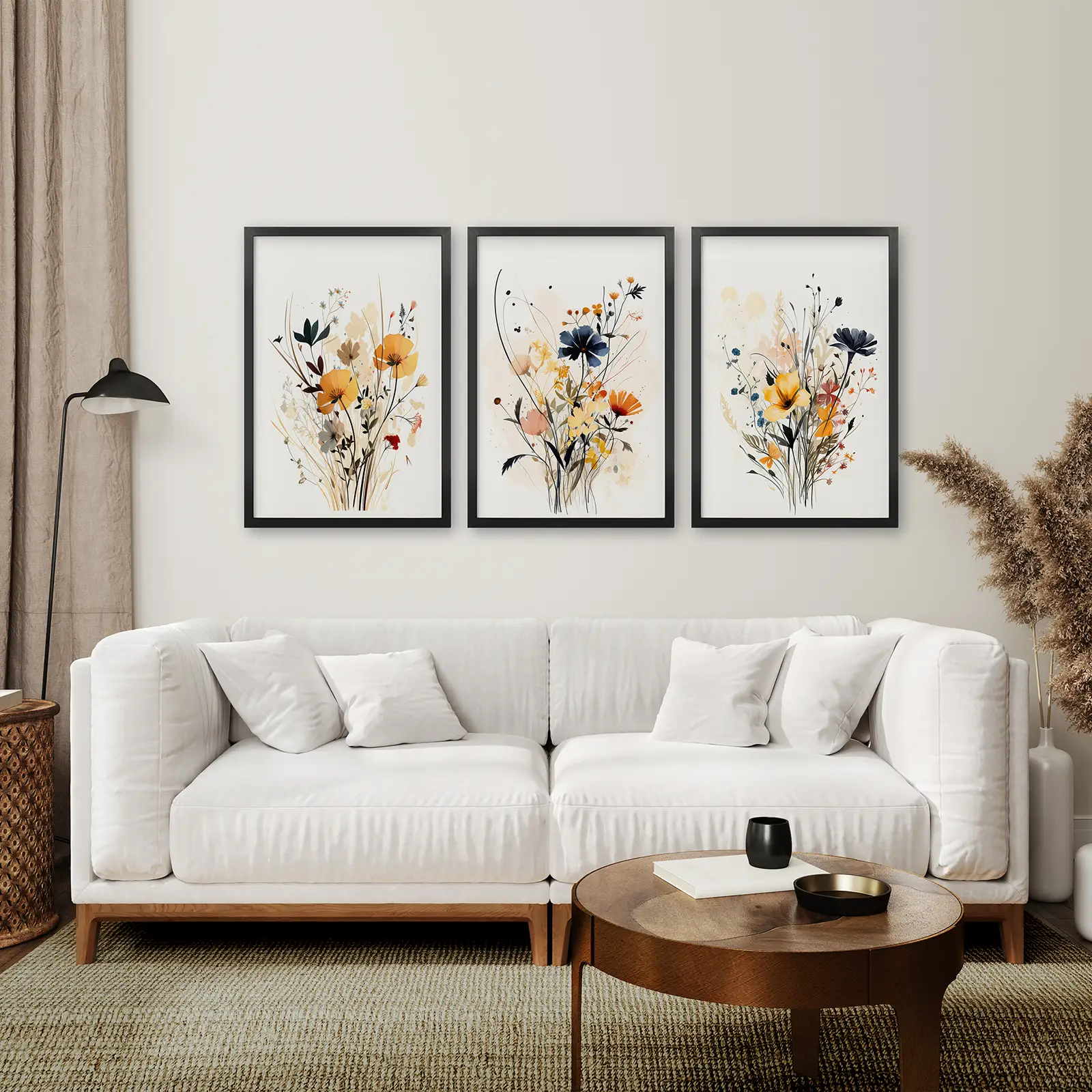 Neutral Watercolor Wildflower Art Prints Set - Image 4