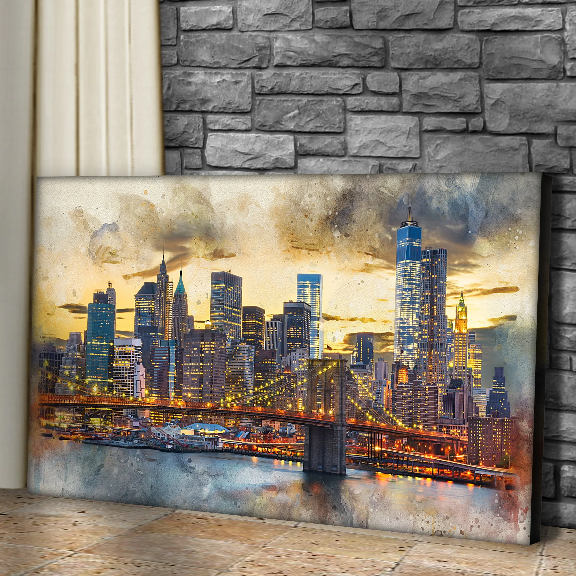 New York City Night View Canvas Wall Art - Image 2