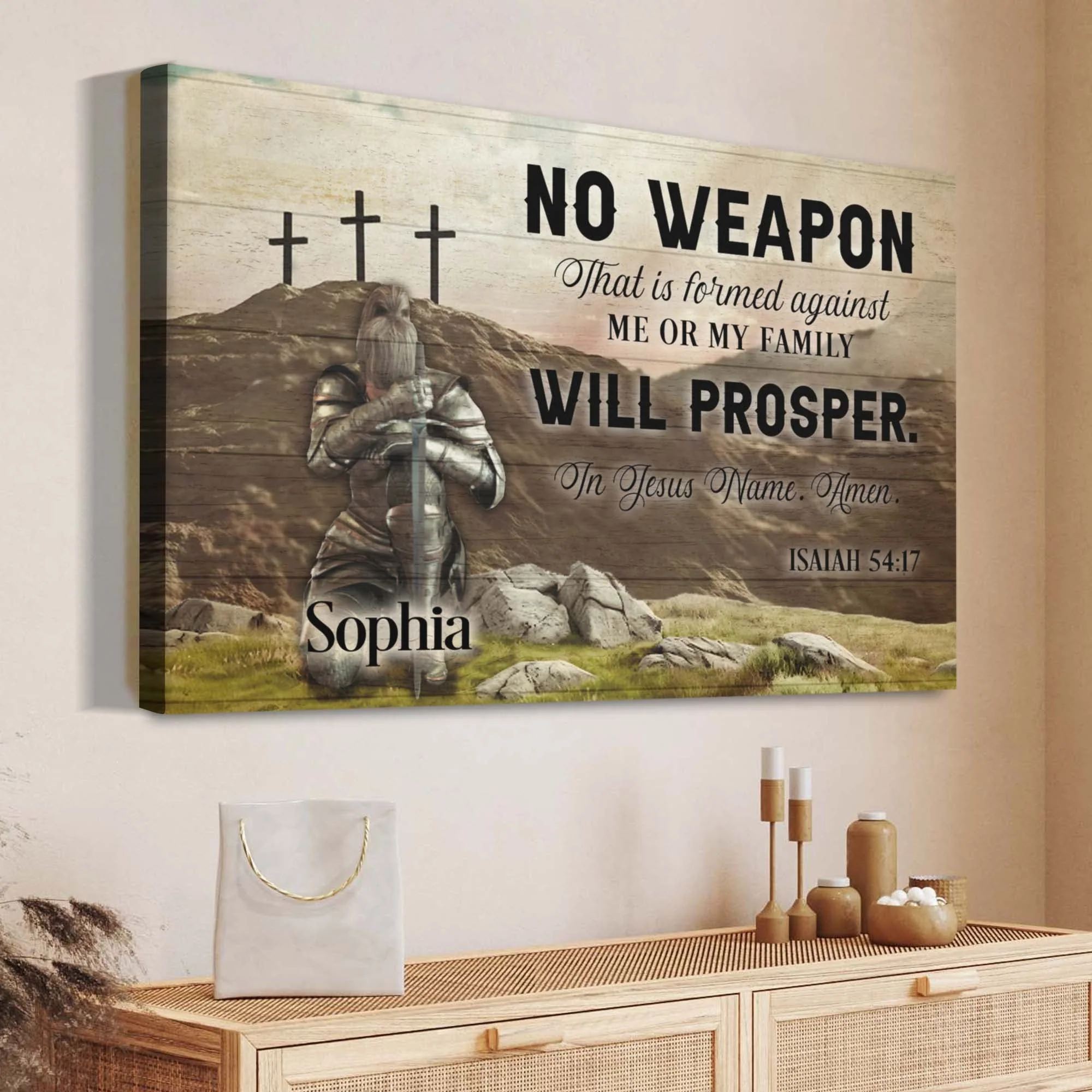 No Weapon That Is Formed Against You Will Prosper Isaiah 54:17 Faith Sign II - Image 3