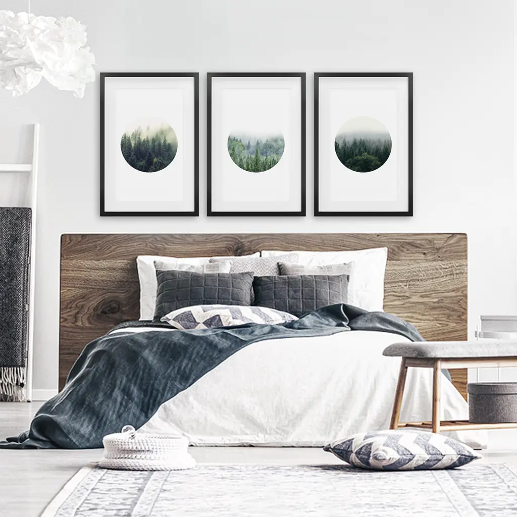 Nordic Forest Circle Wall Art. Set of 3 Scandinavian Prints - Image 2
