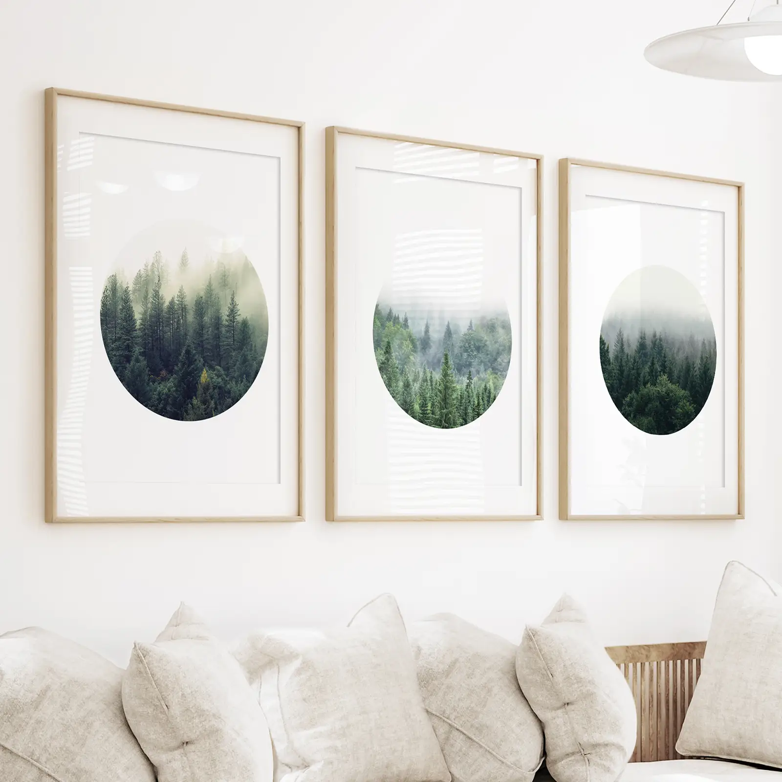 Nordic Forest Circle Wall Art. Set of 3 Scandinavian Prints - Image 3