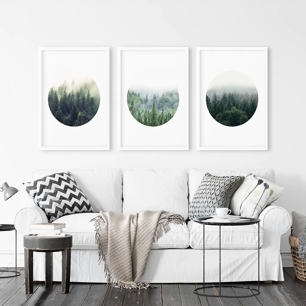 Nordic Forest Circle Wall Art. Set of 3 Scandinavian Prints - Image 4