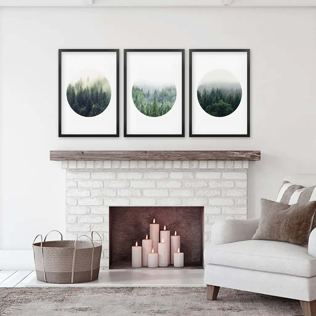 Nordic Forest Circle Wall Art. Set of 3 Scandinavian Prints - Image 5