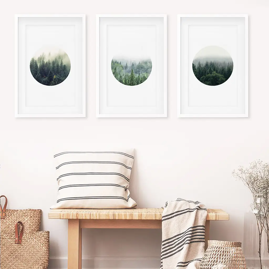 Nordic Forest Circle Wall Art. Set of 3 Scandinavian Prints - Image 6