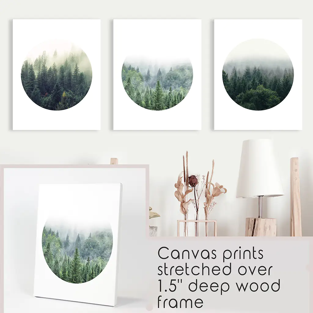 Nordic Forest Circle Wall Art. Set of 3 Scandinavian Prints - Image 9