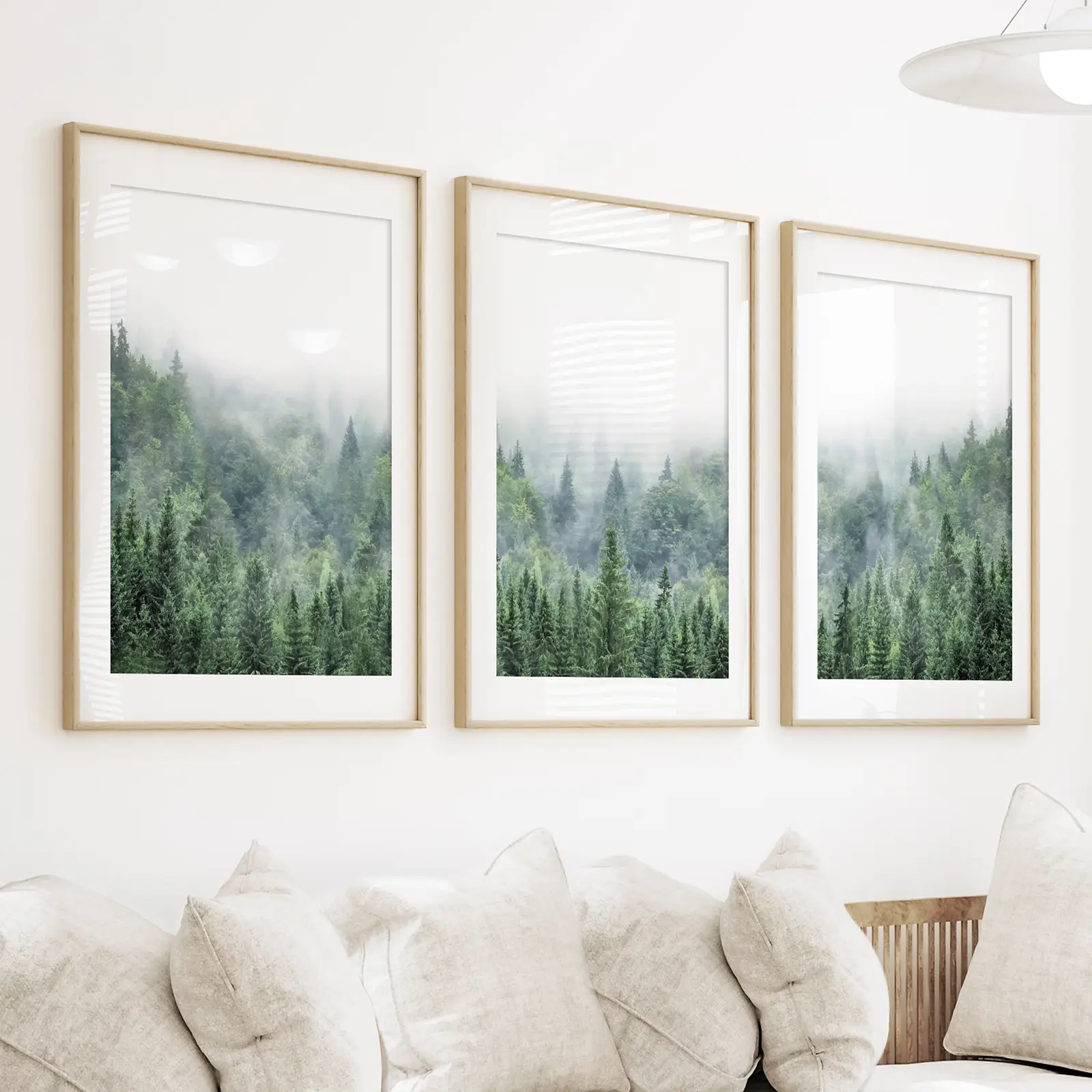 Nordic Nature Wall Art Set. Green Foggy Forest - Image 3