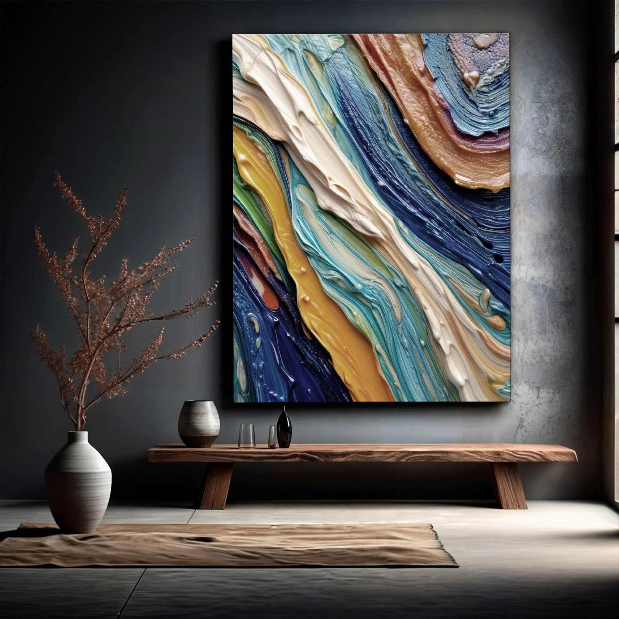 Ocean Waves Impasto Wall Art - Image 2