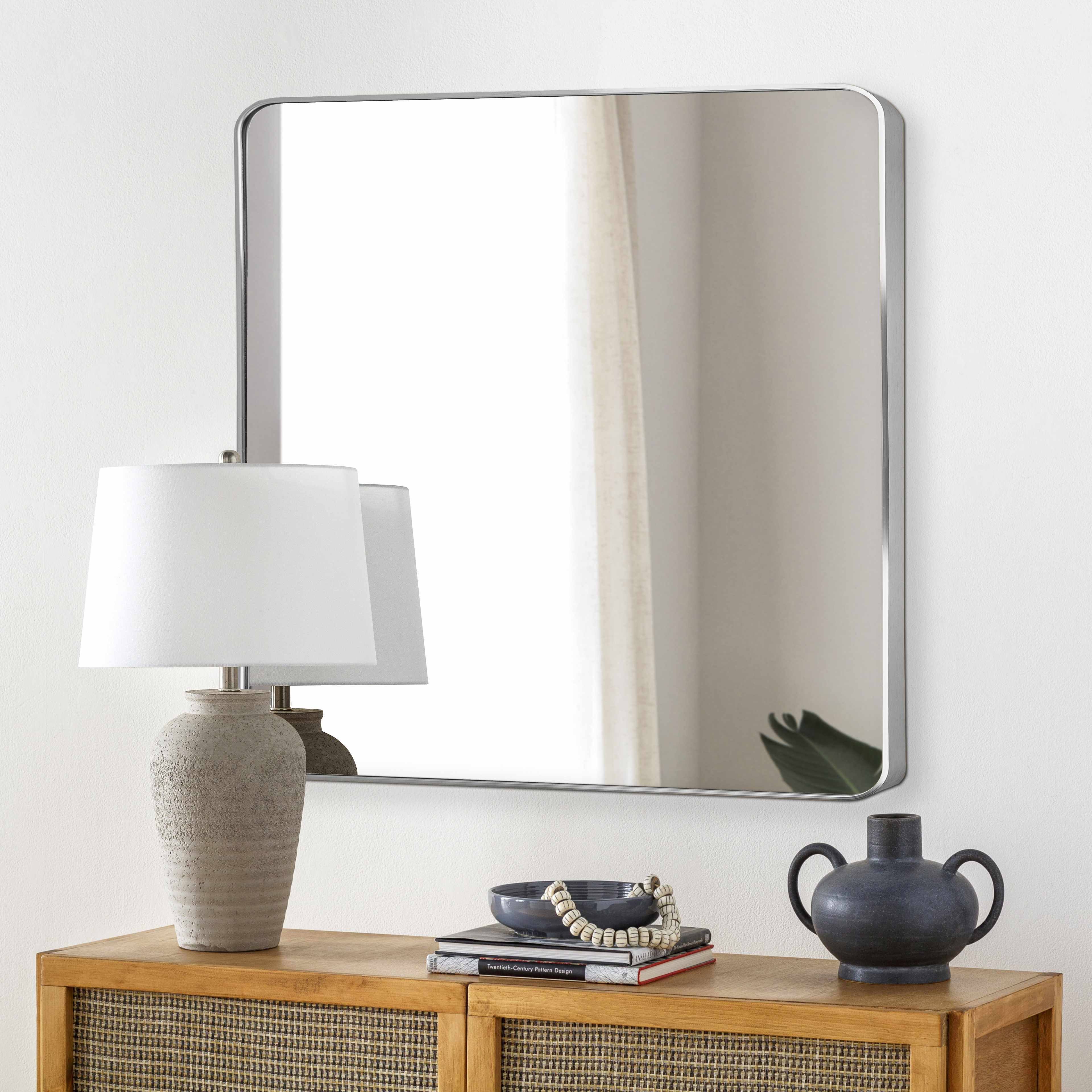 Ockenfels Modern Arched Silver Gray Wall Mirror - Image 2