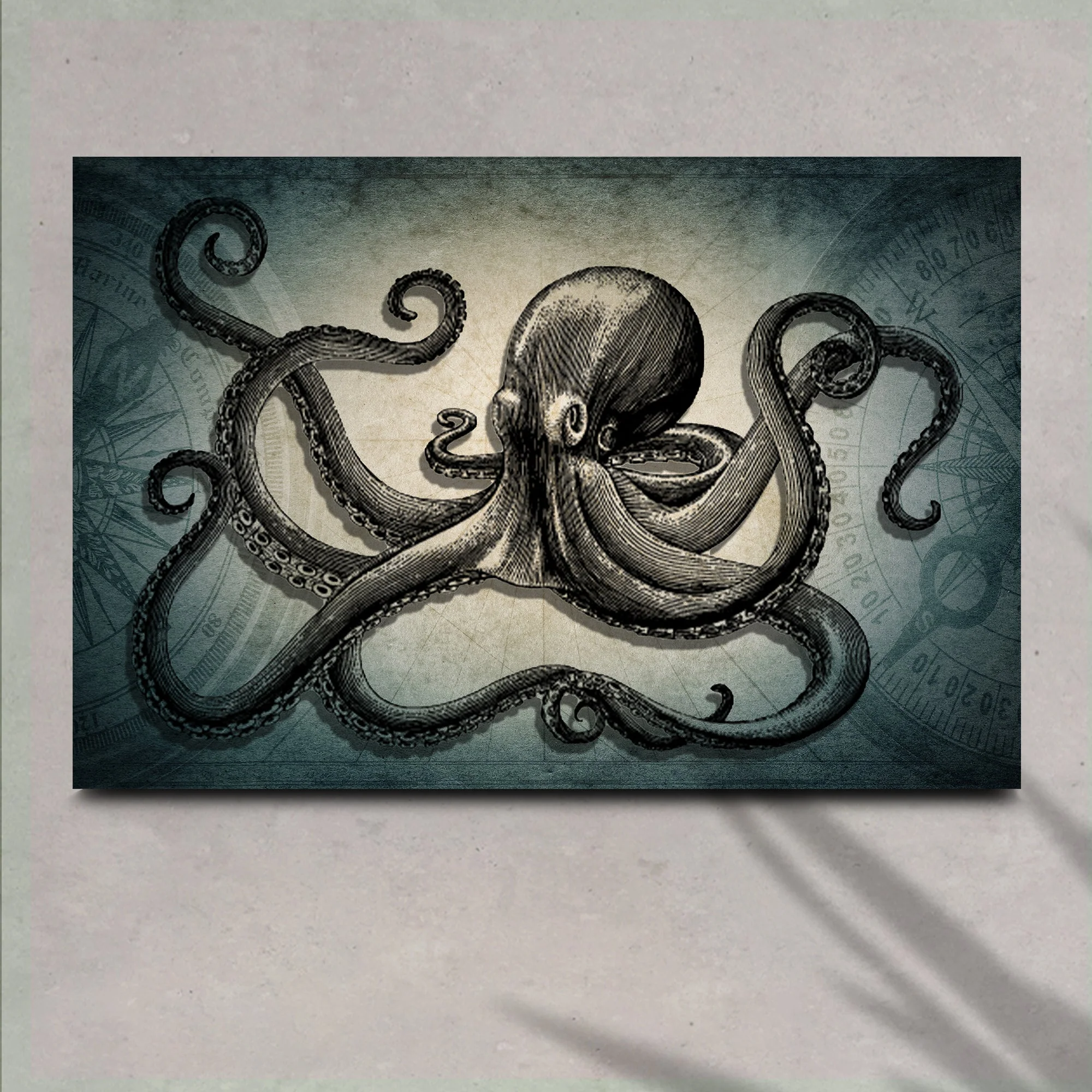 Octopus Coastal Canvas Wall Art - Image 2