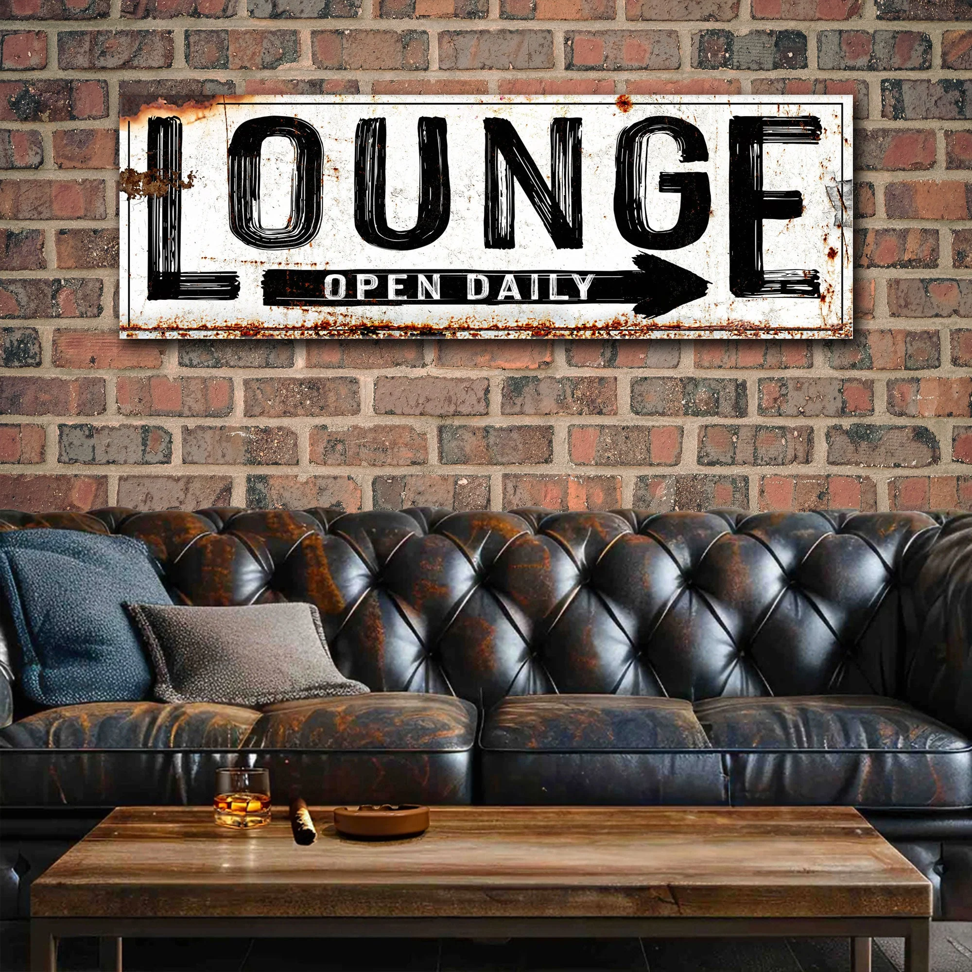 Open Daily Lounge Rustic Sign - Image 3
