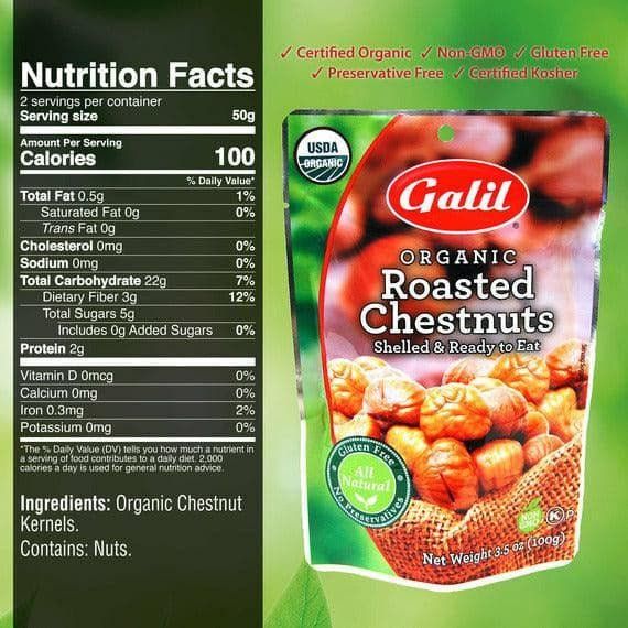 Organic Roasted Chestnuts, Peeled & Ready to Eat, Galil - Image 2