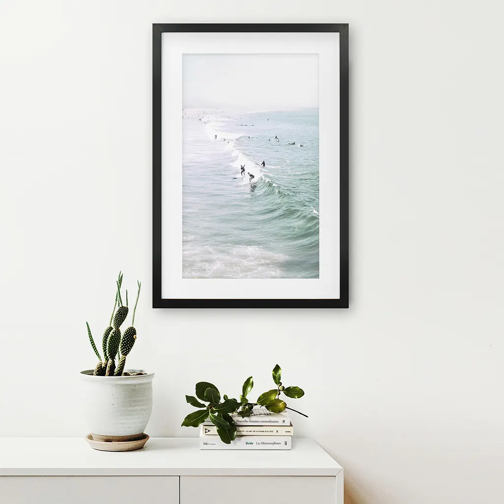 Pastel California Beach Print. Surfers and Ocean Waves - Image 5