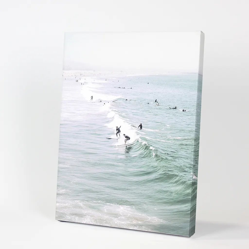 Pastel California Beach Print. Surfers and Ocean Waves - Image 9