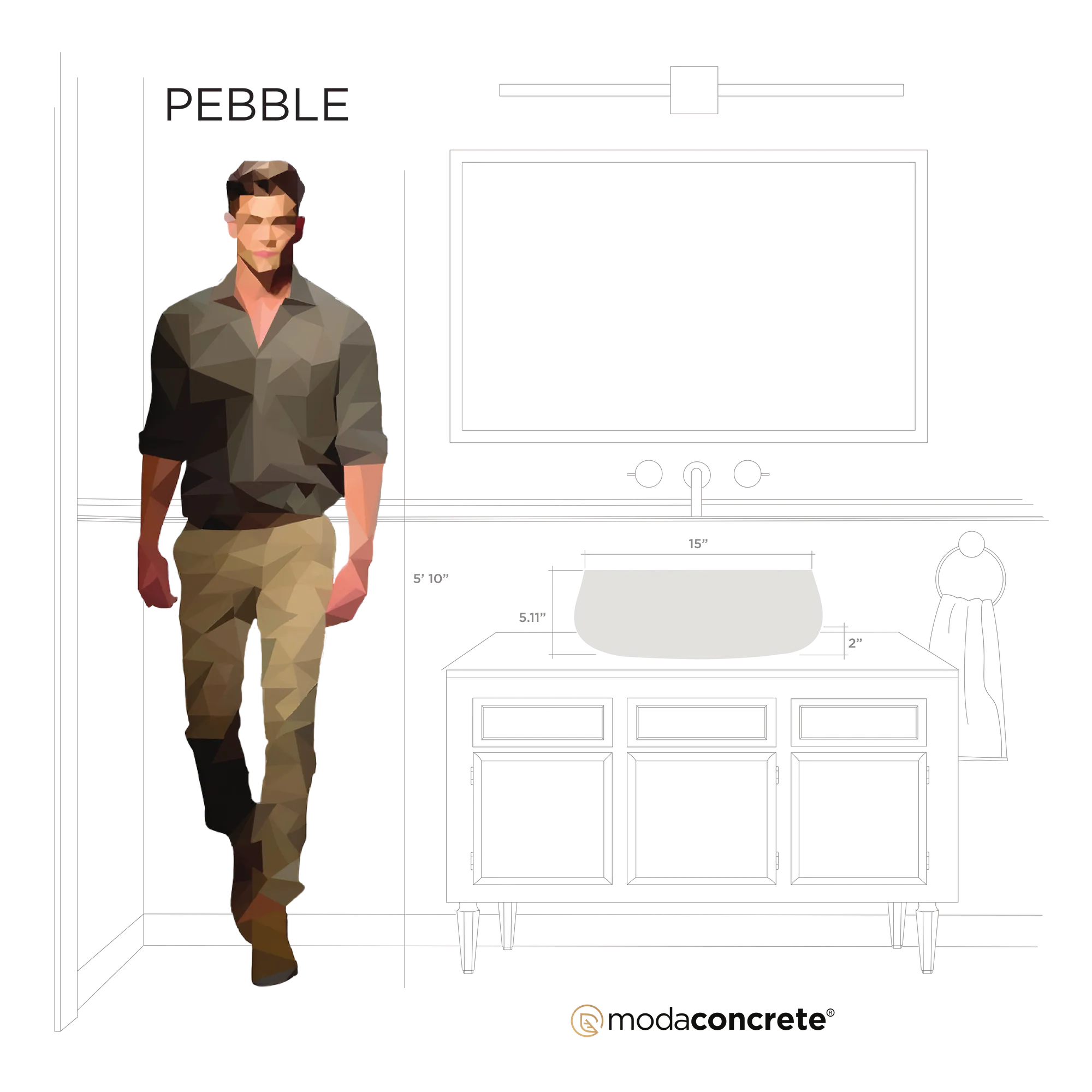 Pebble Concrete Sink - Image 11