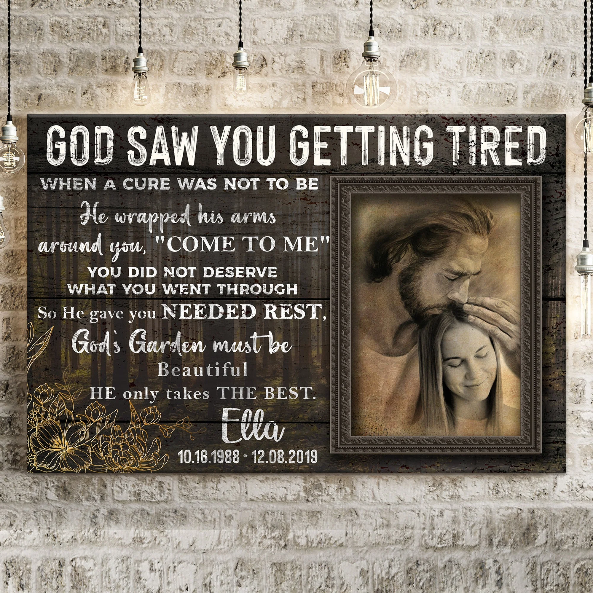 Personalized God Saw You Getting Tired Memorial Sign - Image 3