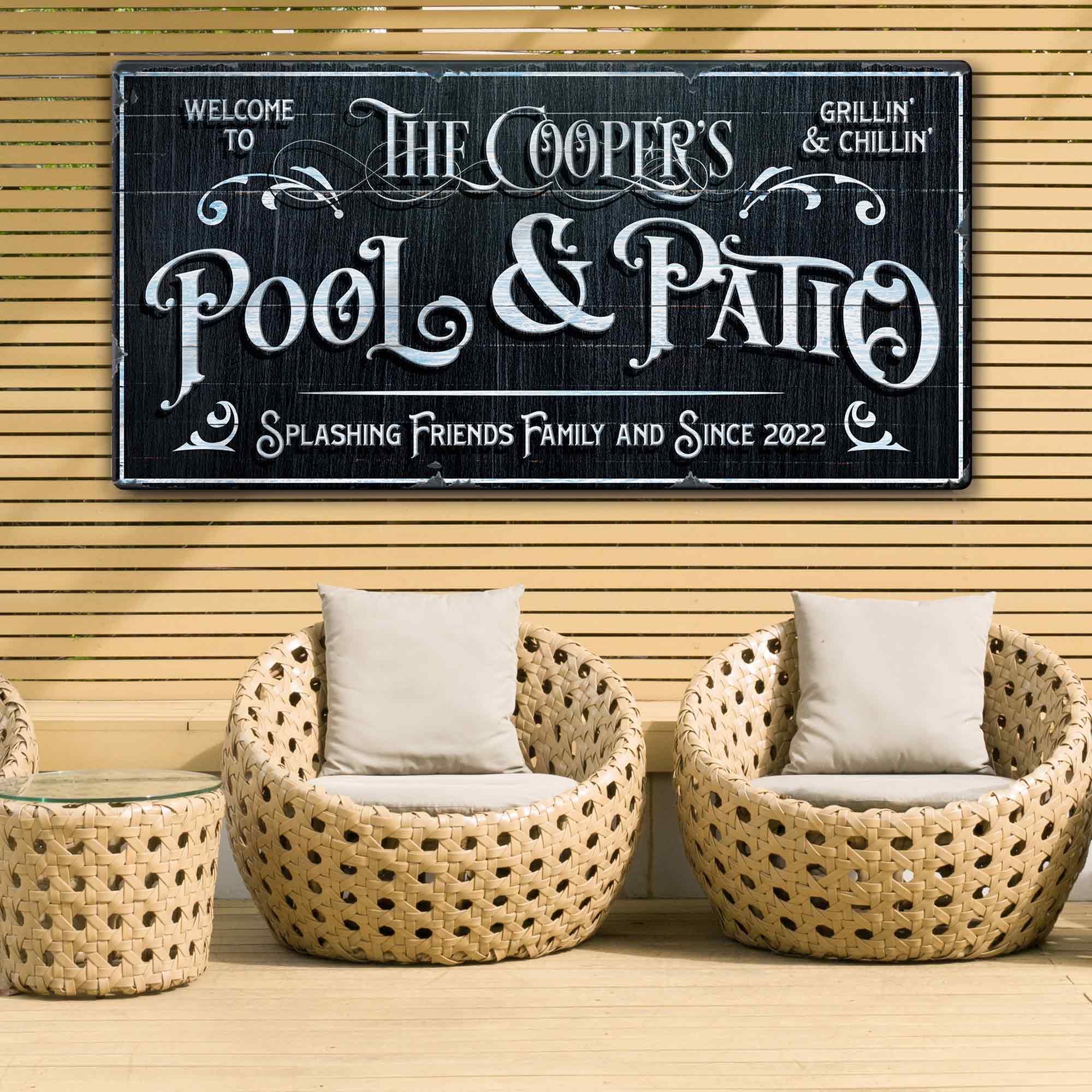 Personalized Pool Sign Black and White - Image 2
