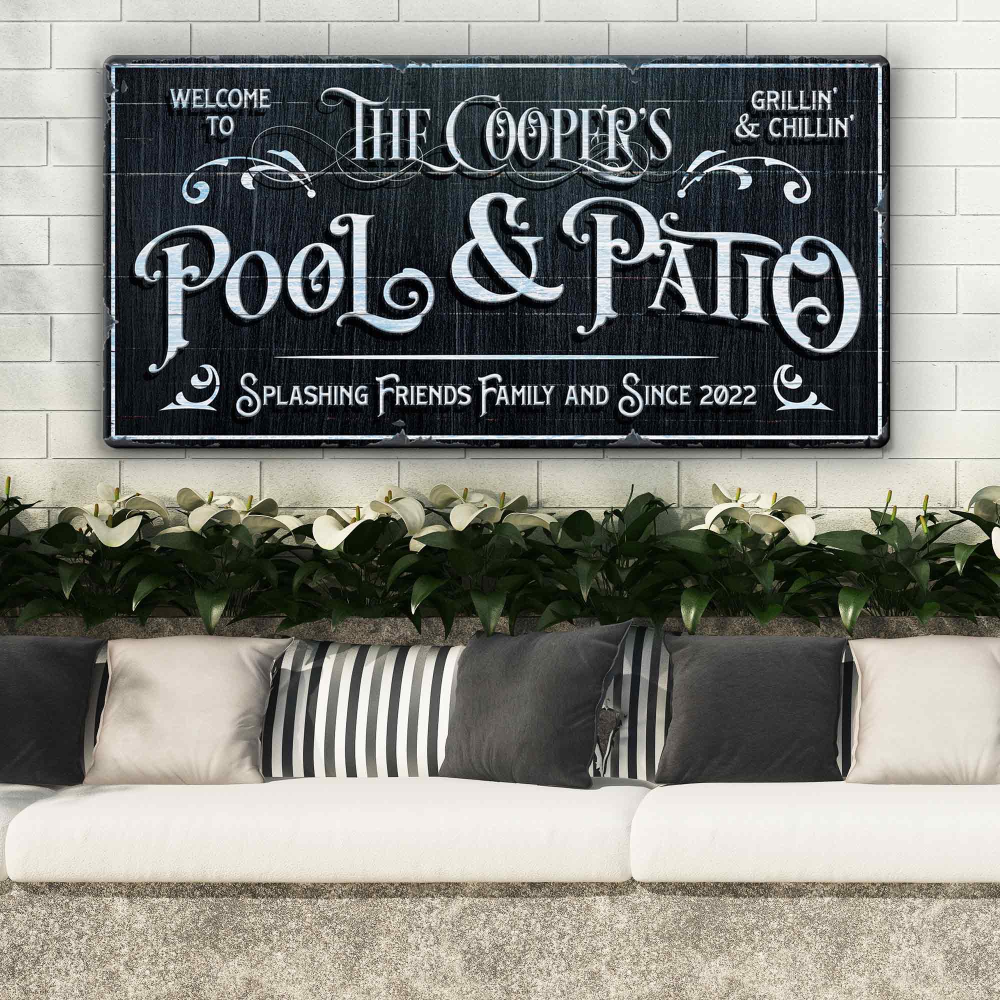 Personalized Pool Sign Black and White - Image 3