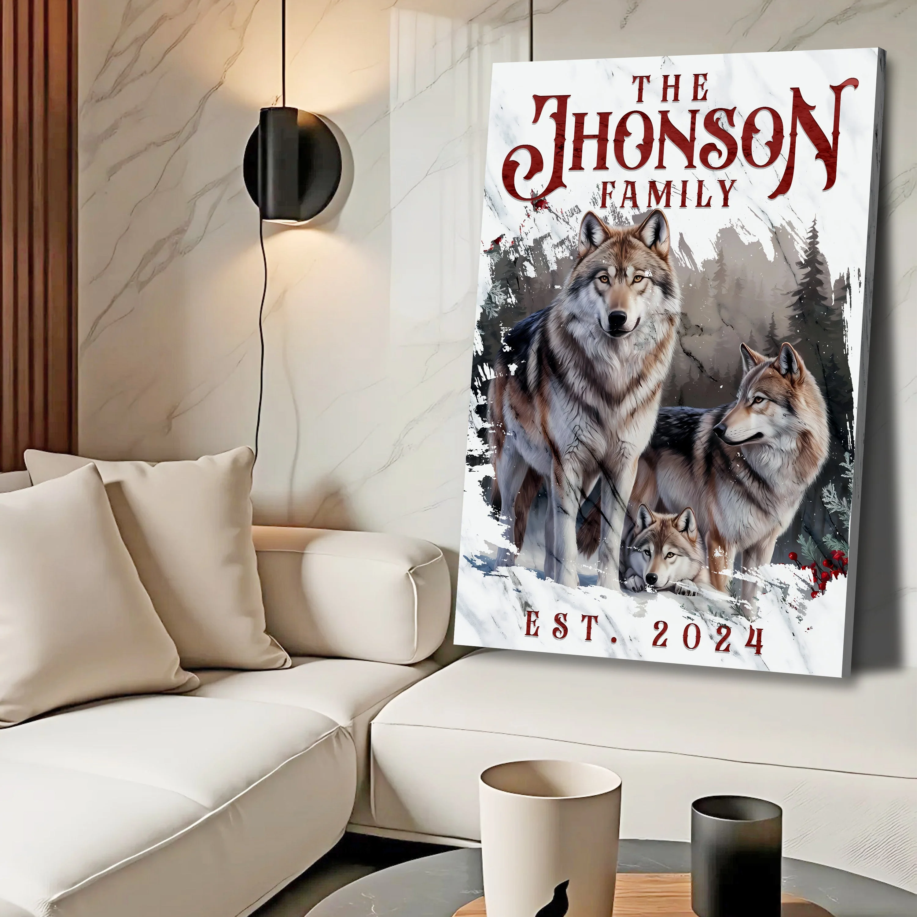 Personalized Wolf Family Wall Art - Image 4