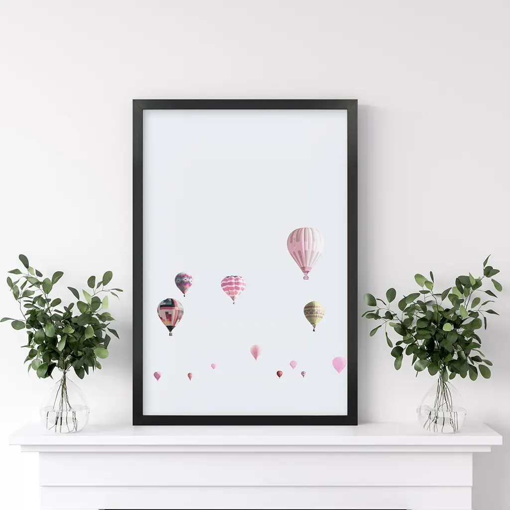 Pink Air Balloons Print. Kid's Room Wall Art - Image 2