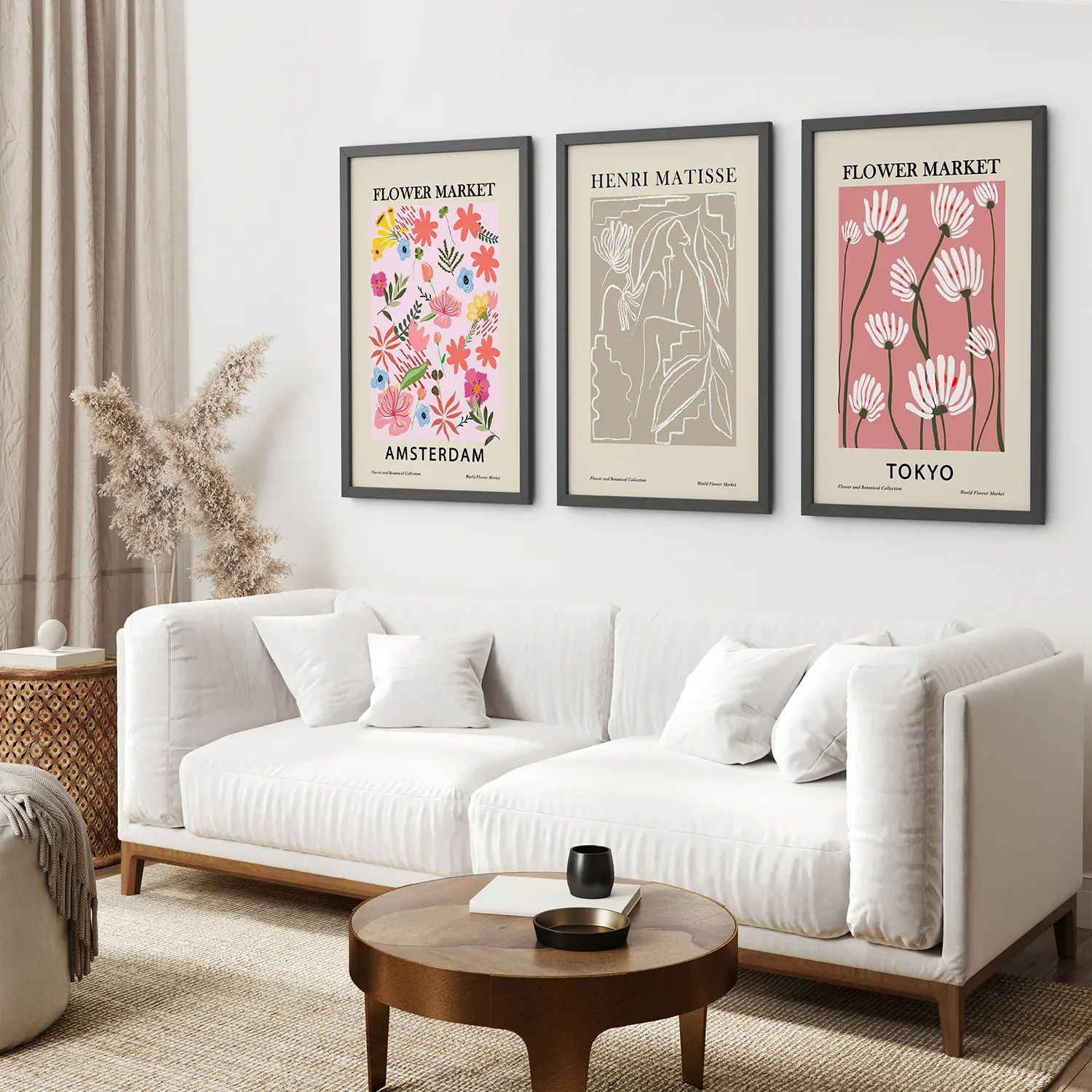 Pink and Beige Flower Market Set of 3 Prints. Retro Style - Image 5