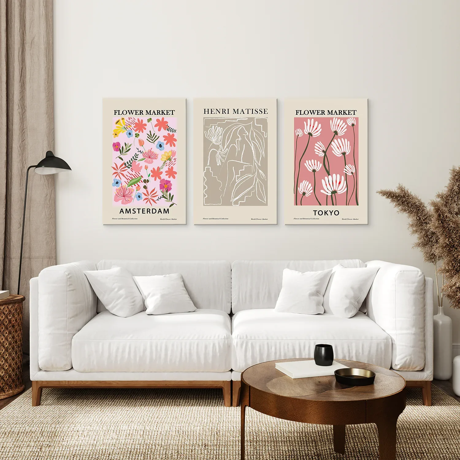 Pink and Beige Flower Market Set of 3 Prints. Retro Style - Image 7